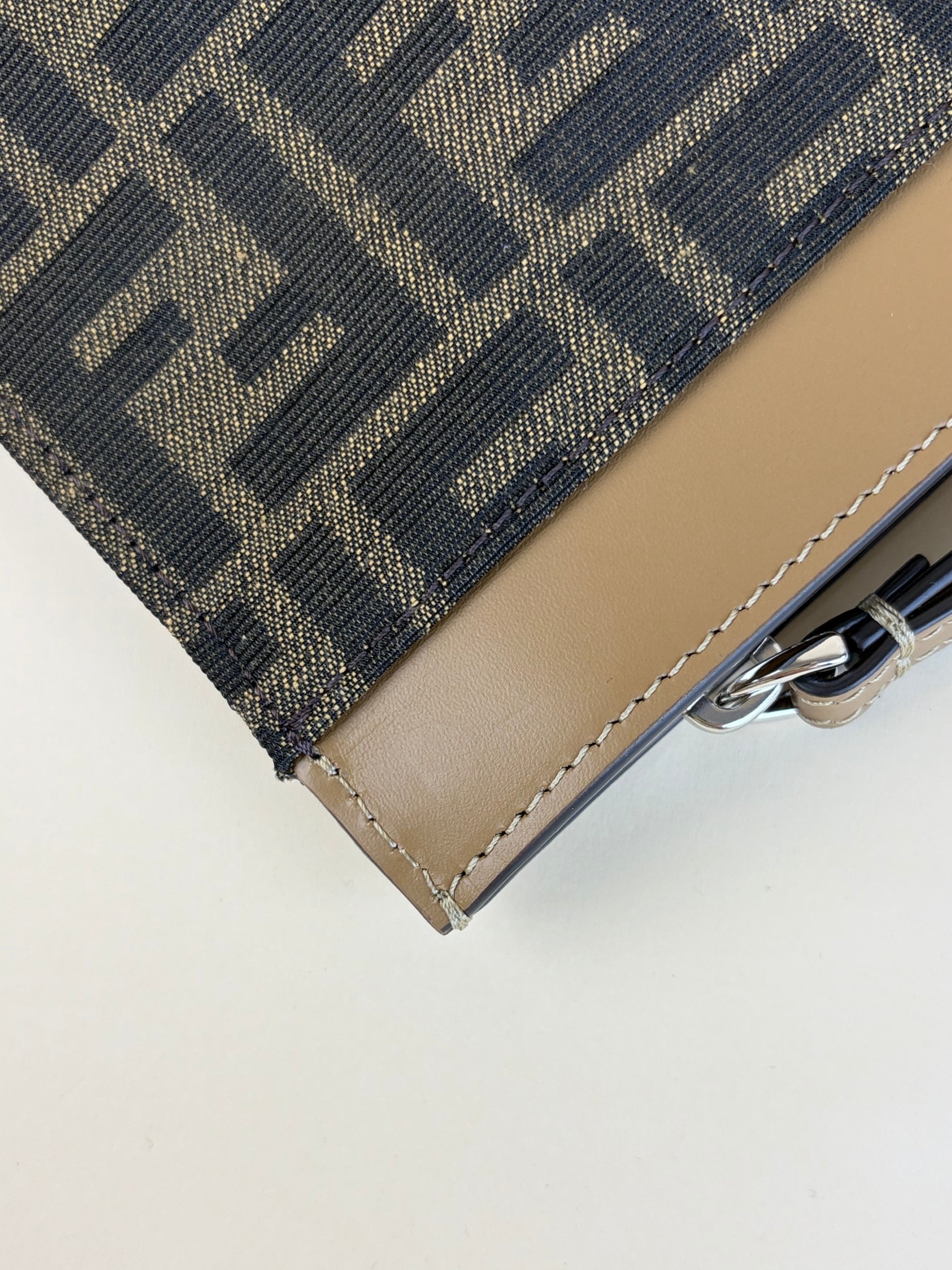 Fendi Brown FF Jacquard Fabric Large Flat Pouch