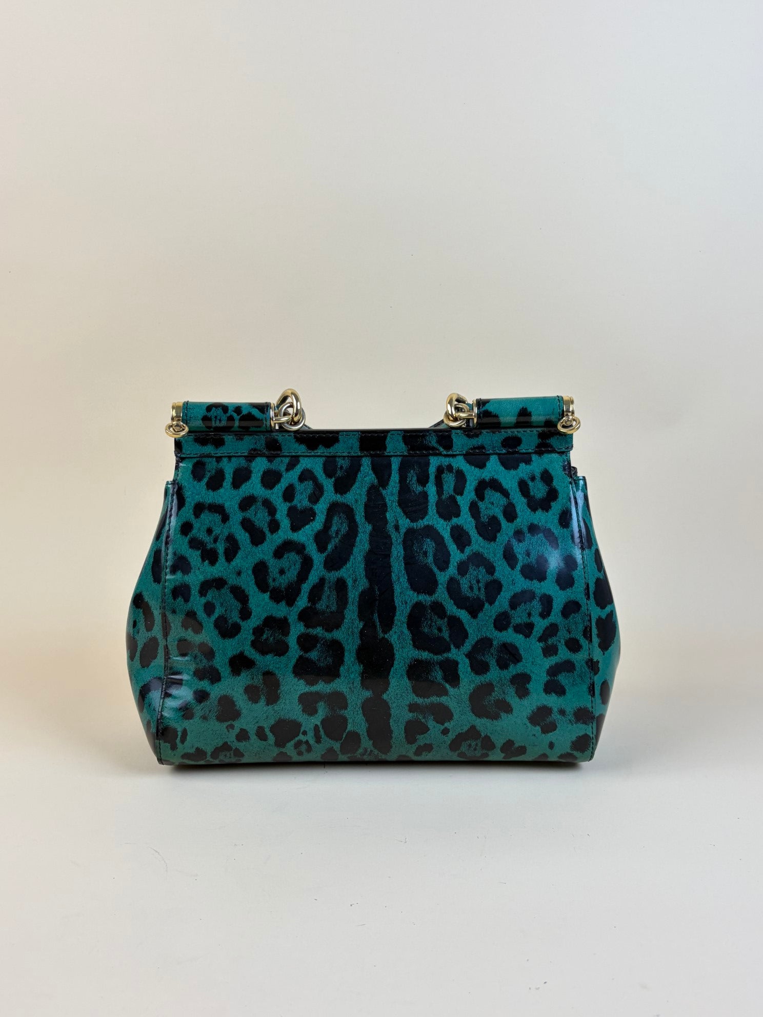 Dolce & Gabbana large green leopard Sicily handbag