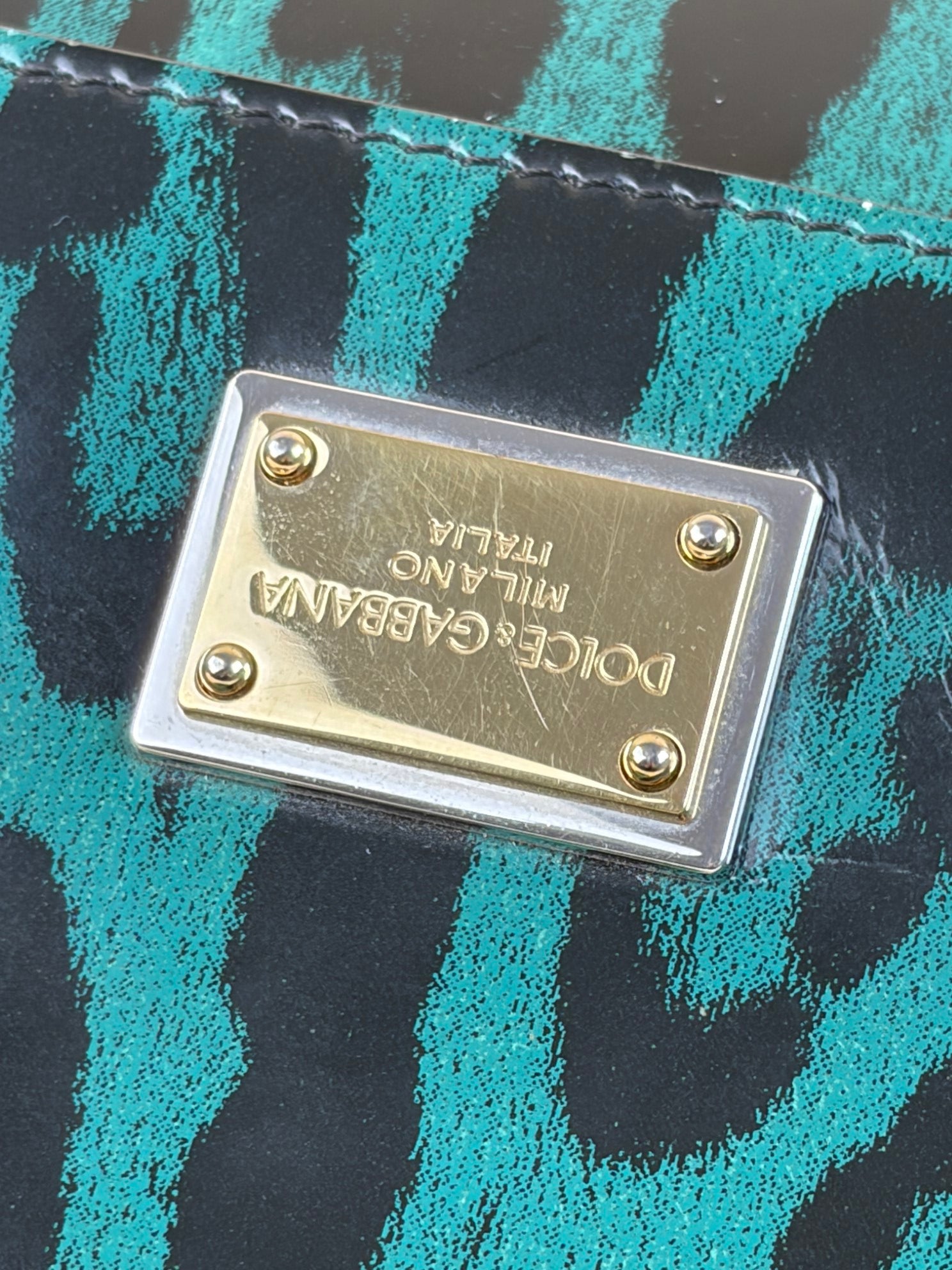 Dolce & Gabbana large green leopard Sicily handbag