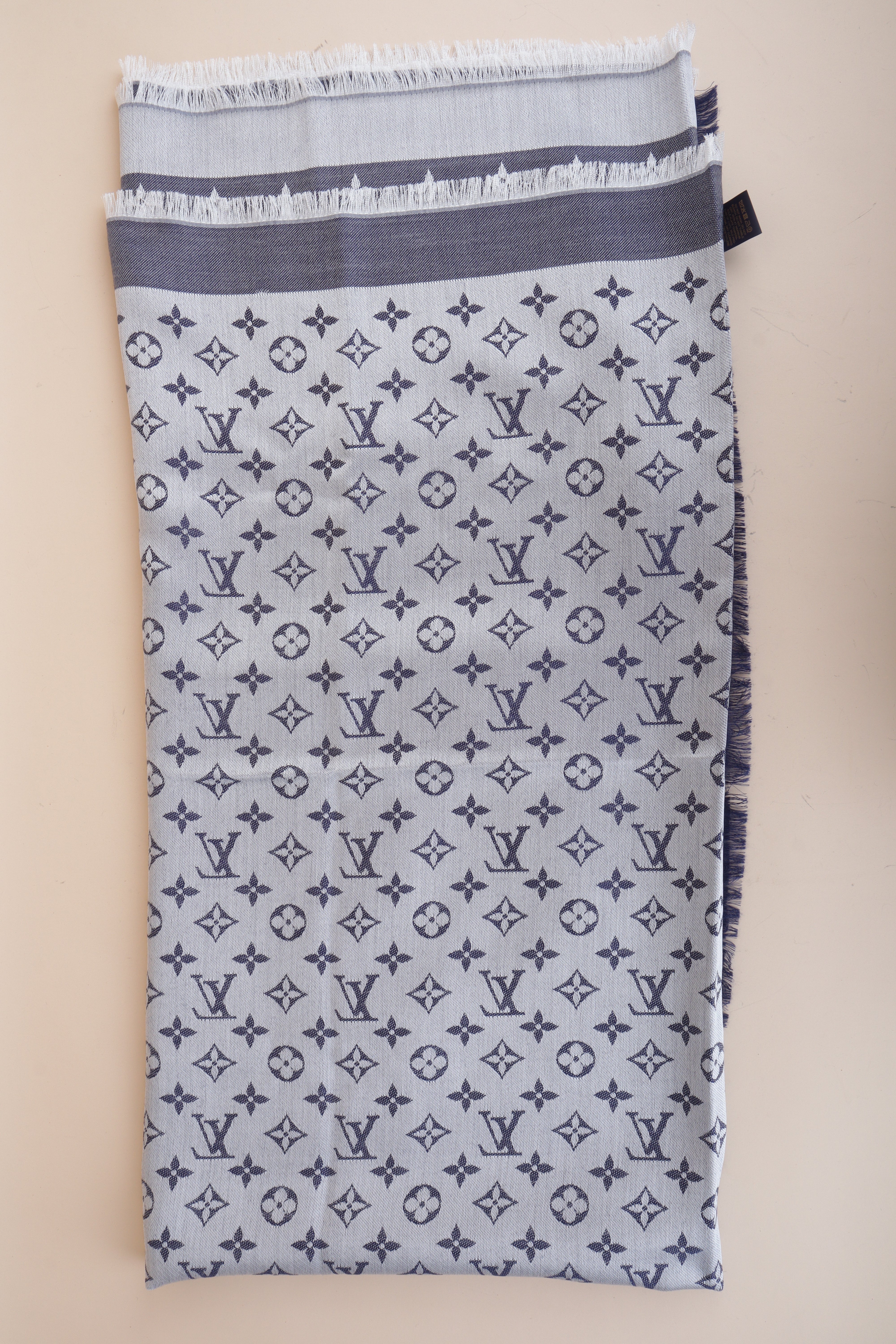 Louis Vuitton Blue Monogram Denim shawl Scarf