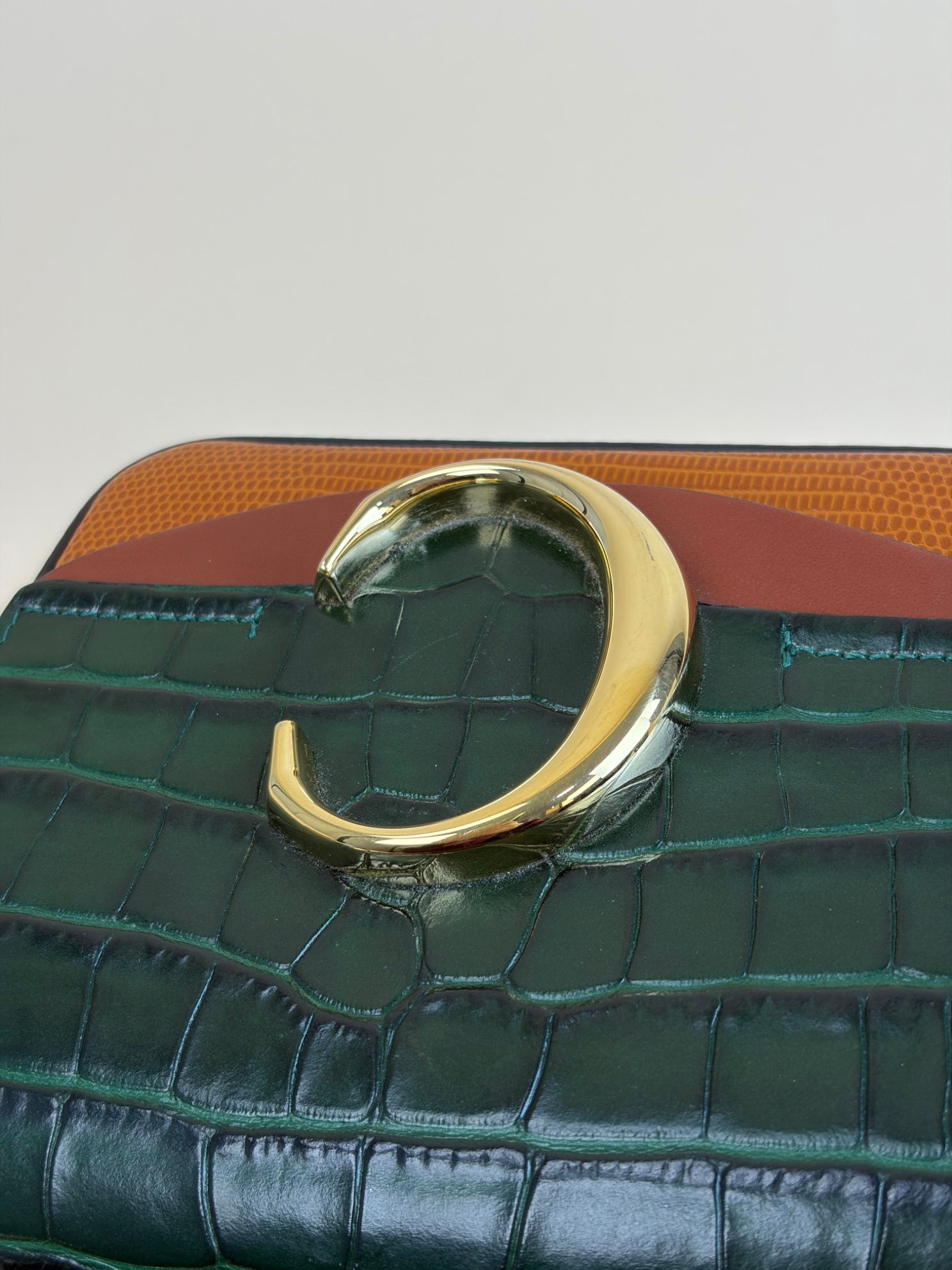 Chloe Bicolor Embossed Mini C Shoulder Bag