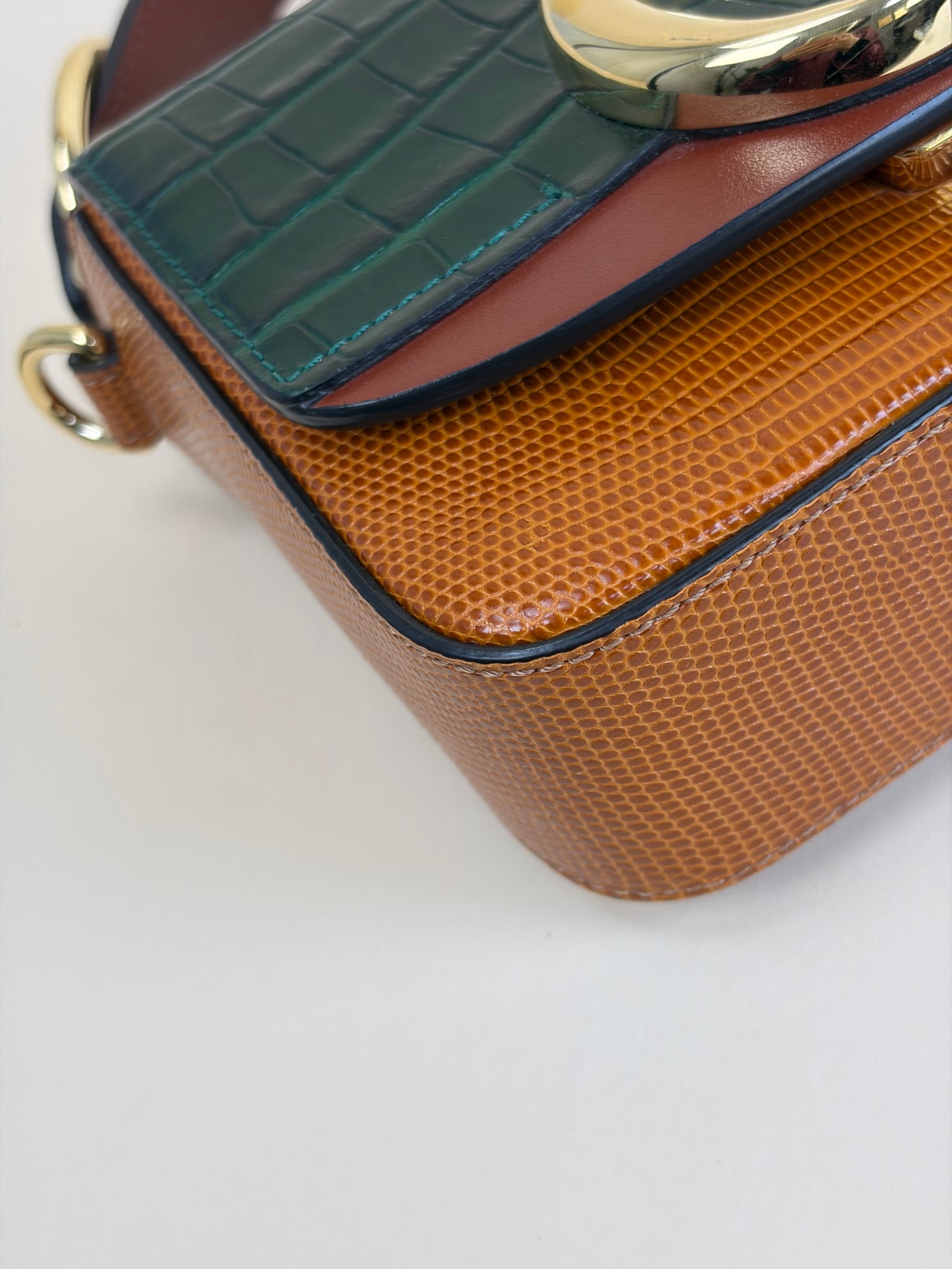 Chloe Bicolor Embossed Mini C Shoulder Bag