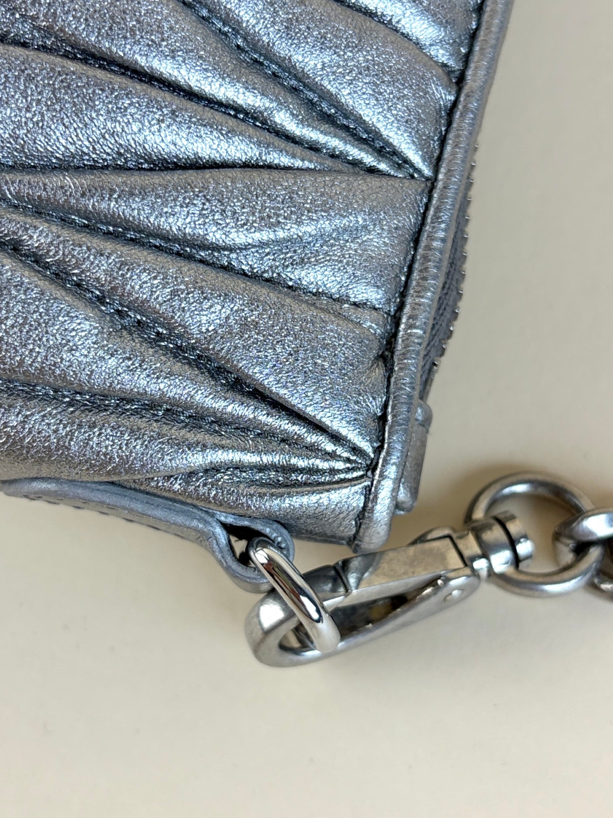 Miu Miu Metallic Nappa Matelasse Chain Clutch Bag