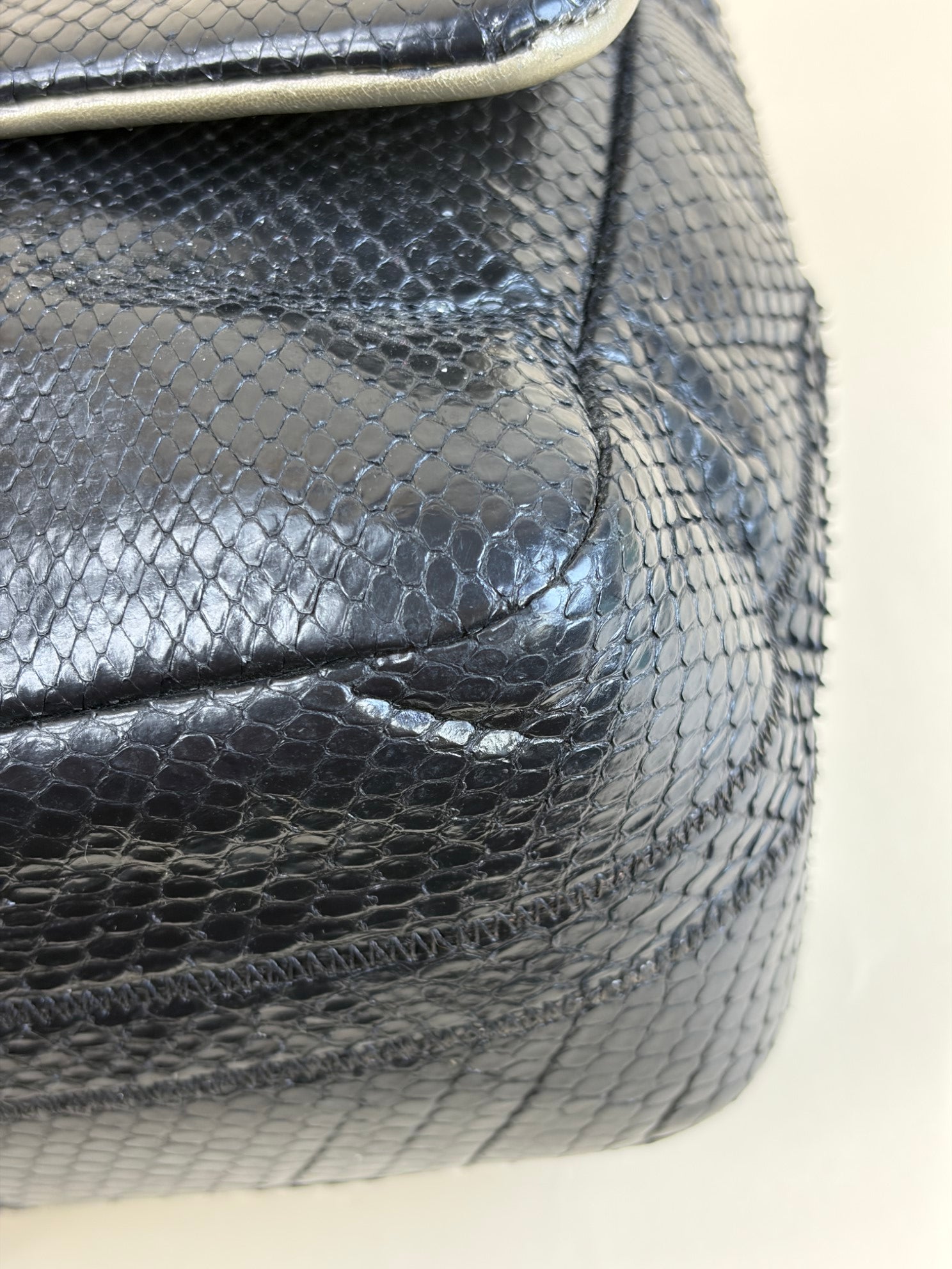 Chanel Black Python Classic Jumbo Shoulder Bag