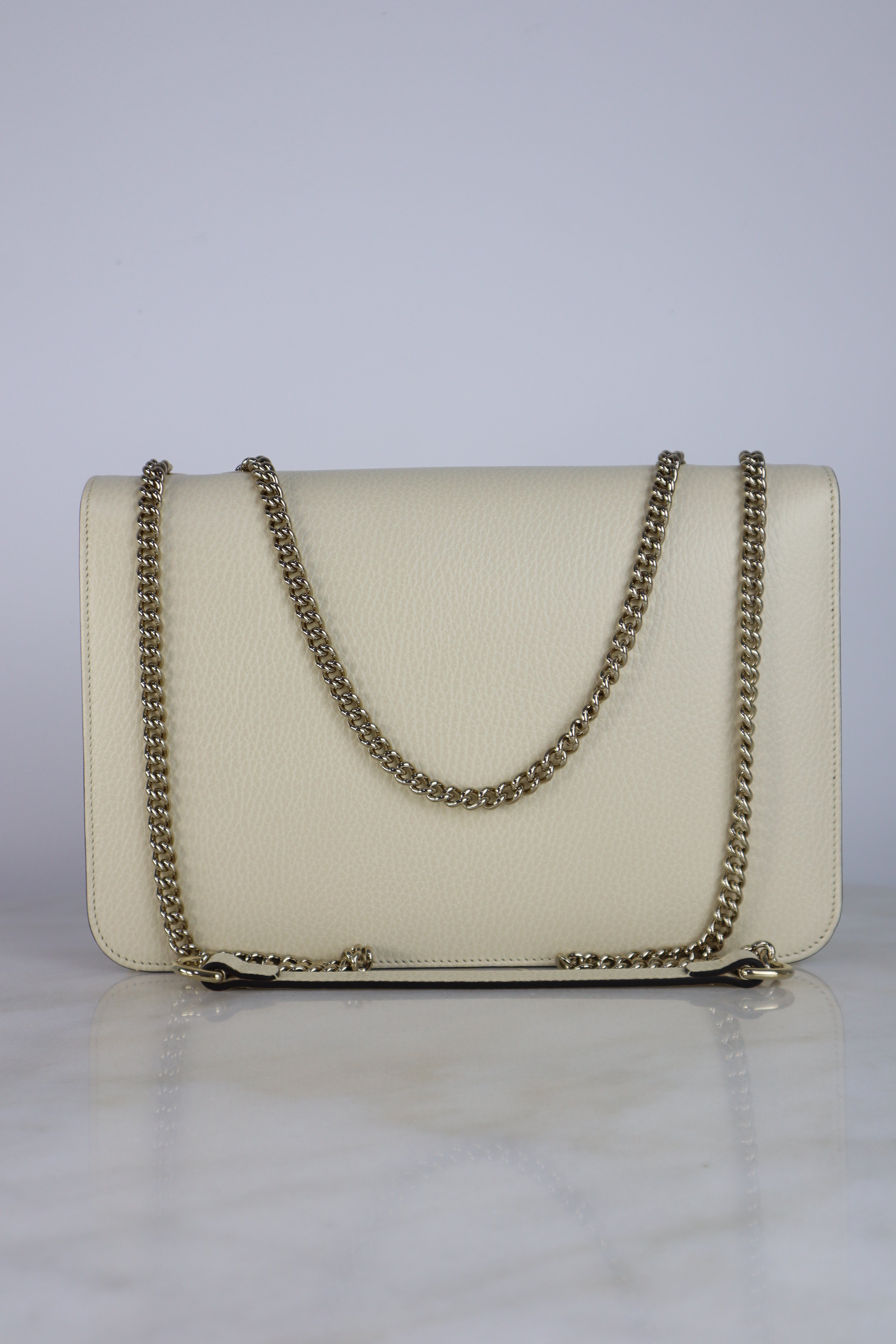 Gucci Off White Pebbled Interlocking Medium Bag