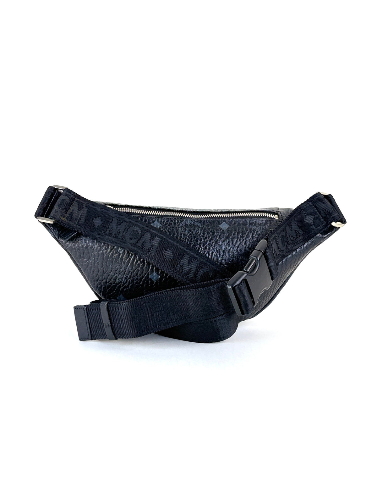 MCM fursten belt bag in visetos black small