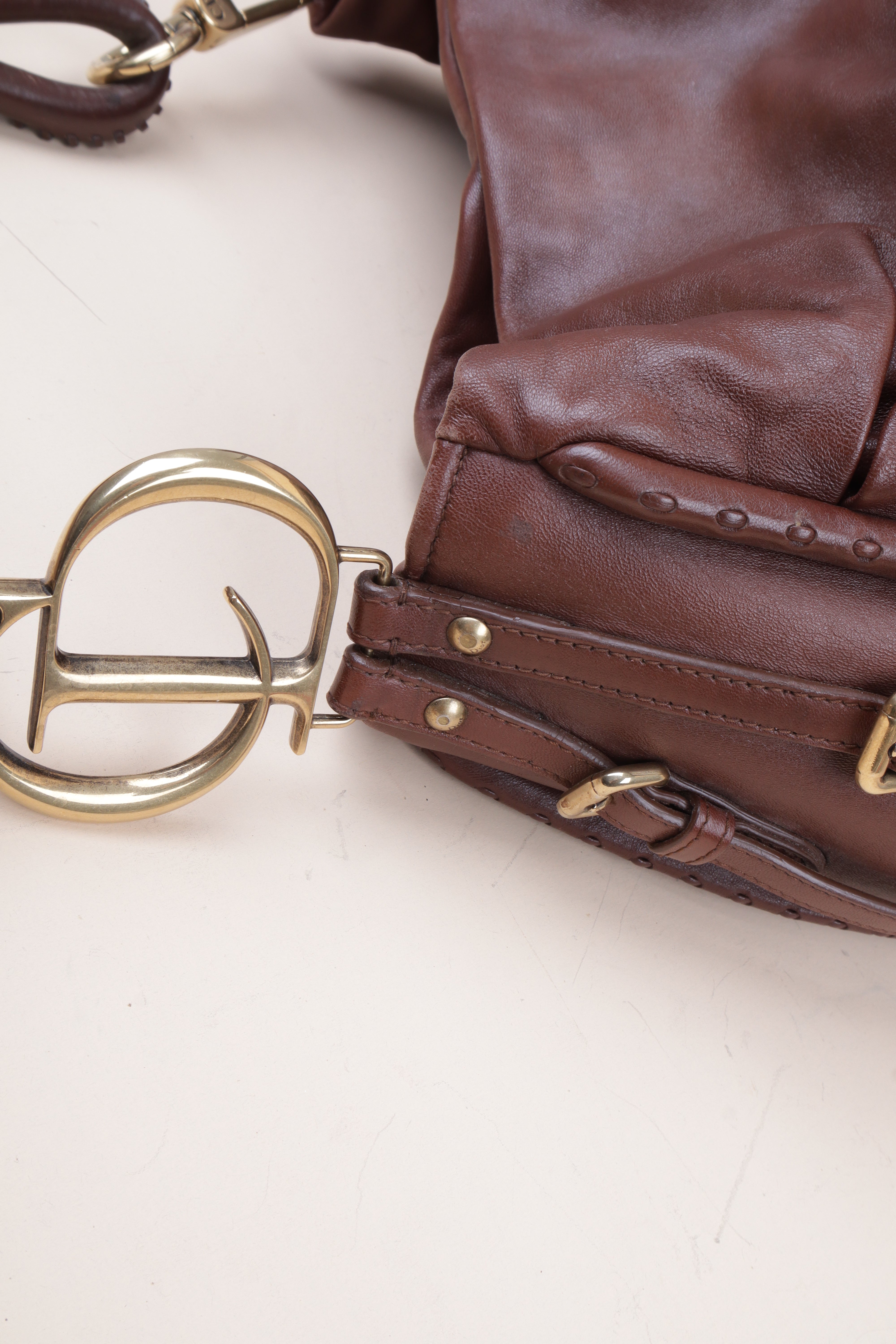 Christian Dior Brown Pleated Libertine Tote Bag