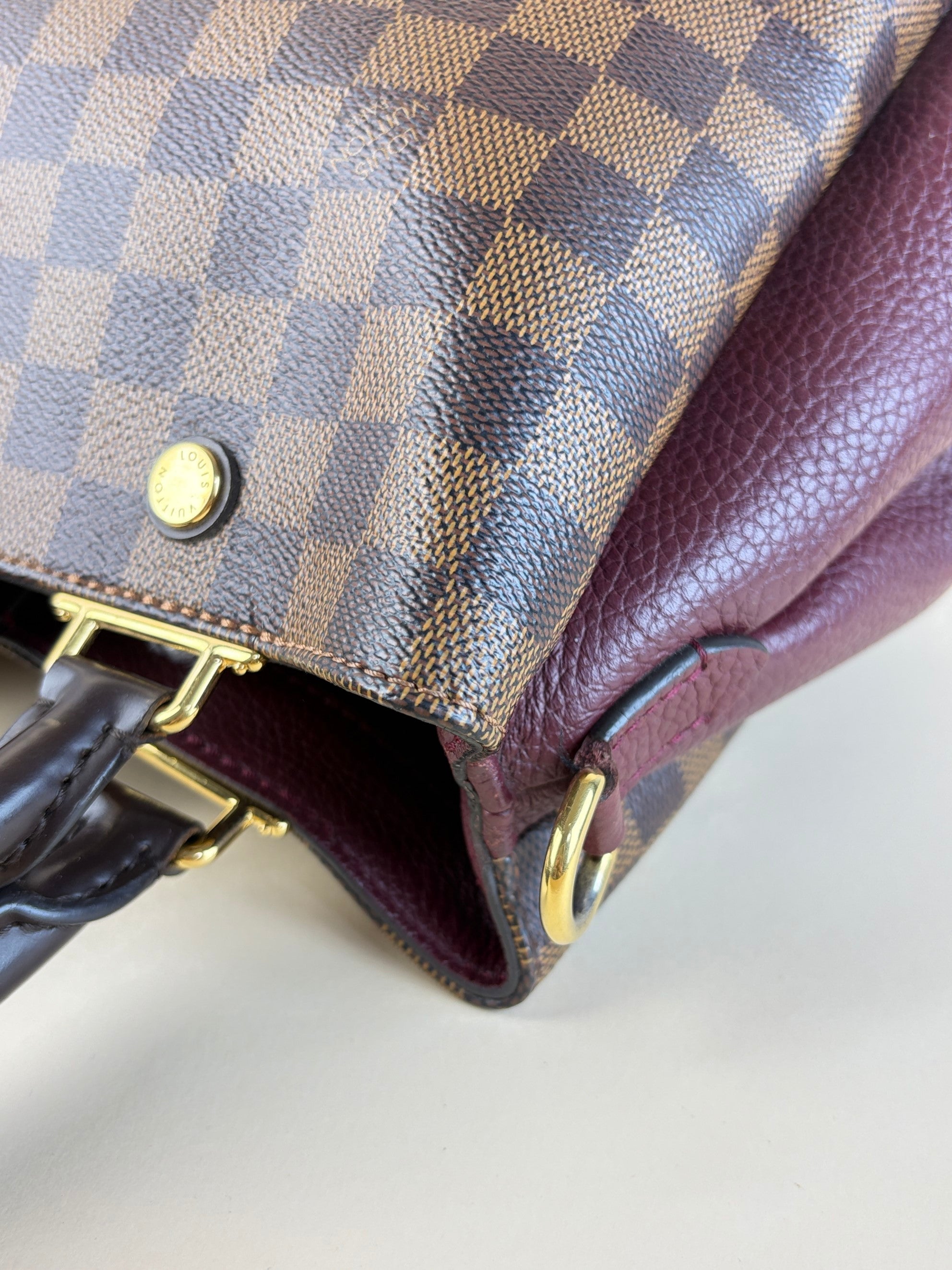 Louis Vuitton Damier Ebene Bordeaux Brittany Tote Bag with Strap
