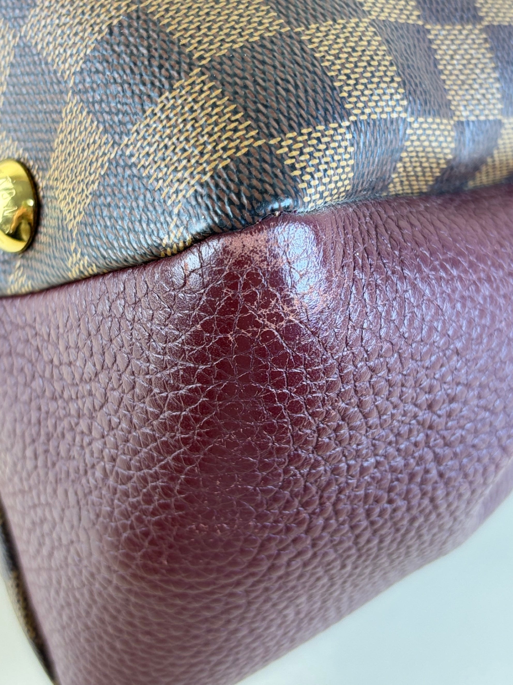 Louis Vuitton Damier Ebene Bordeaux Brittany Tote Bag with Strap