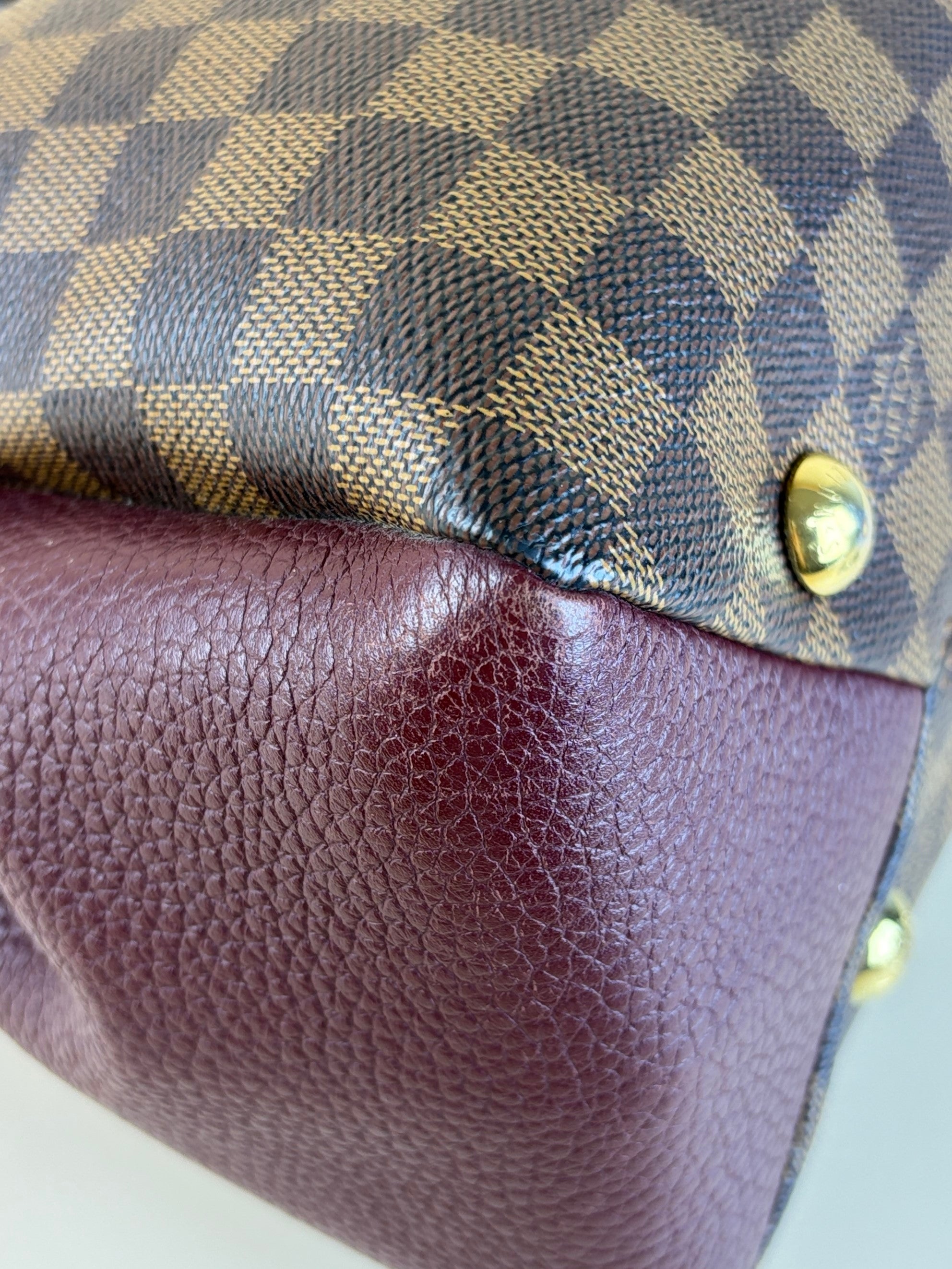 Louis Vuitton Damier Ebene Bordeaux Brittany Tote Bag with Strap