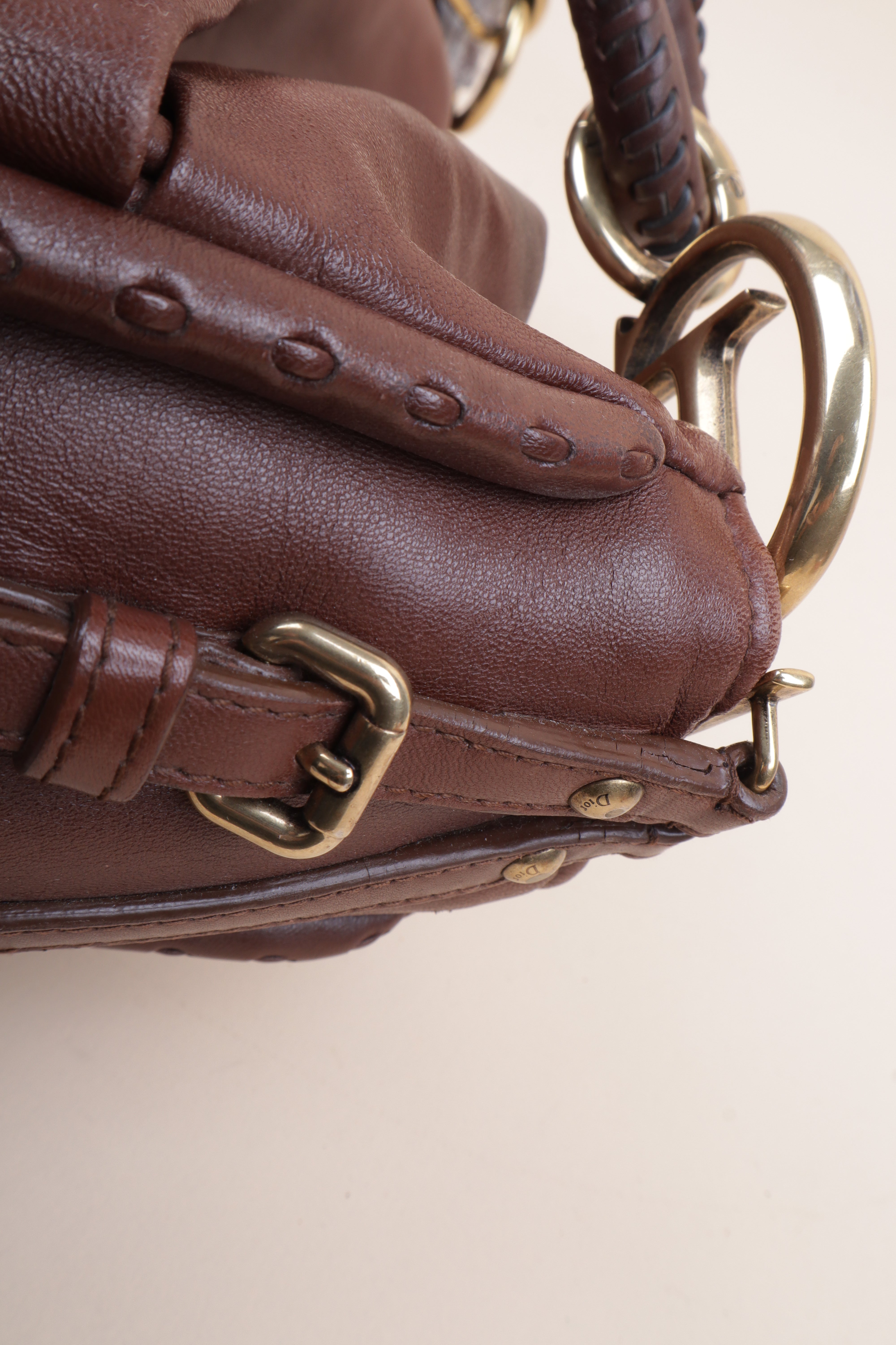 Christian Dior Brown Pleated Libertine Tote Bag