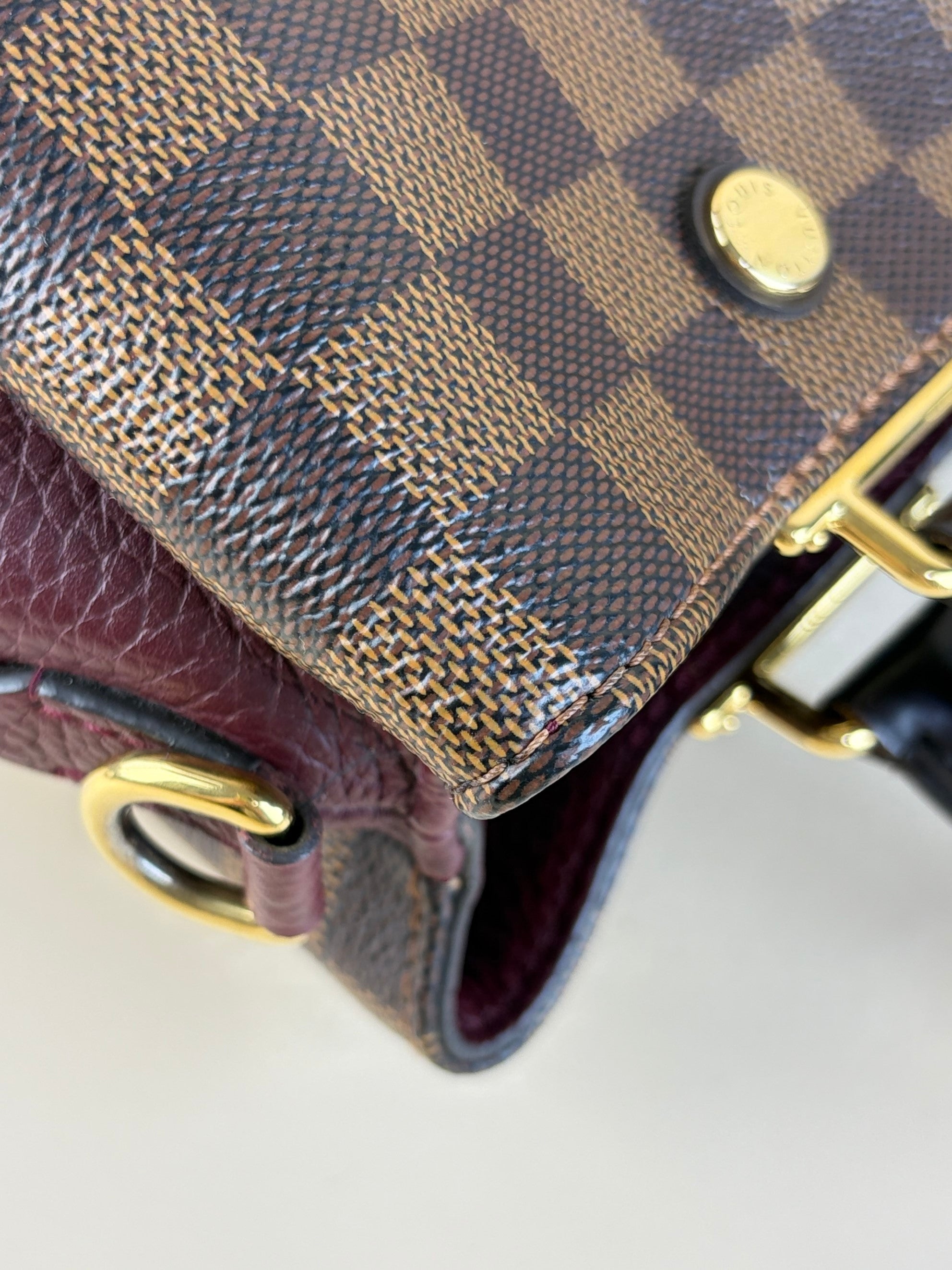 Louis Vuitton Damier Ebene Bordeaux Brittany Tote Bag with Strap