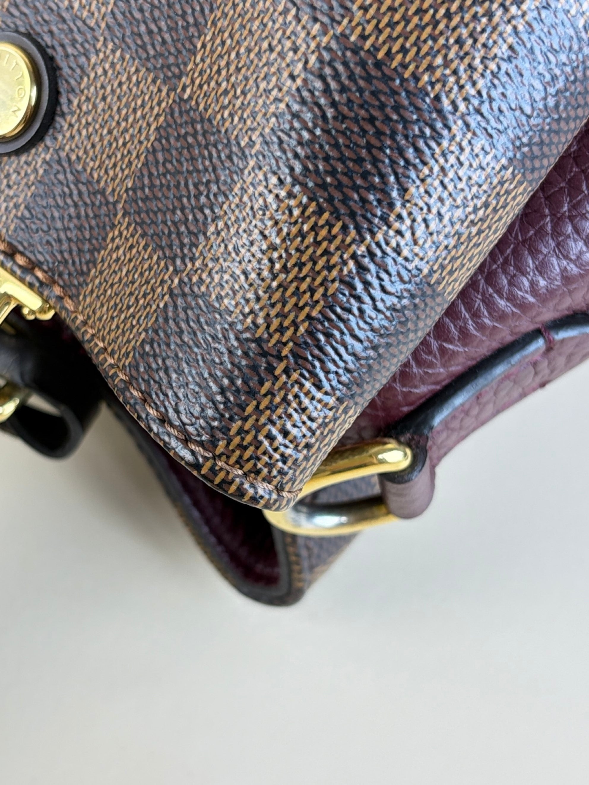 Louis Vuitton Damier Ebene Bordeaux Brittany Tote Bag with Strap