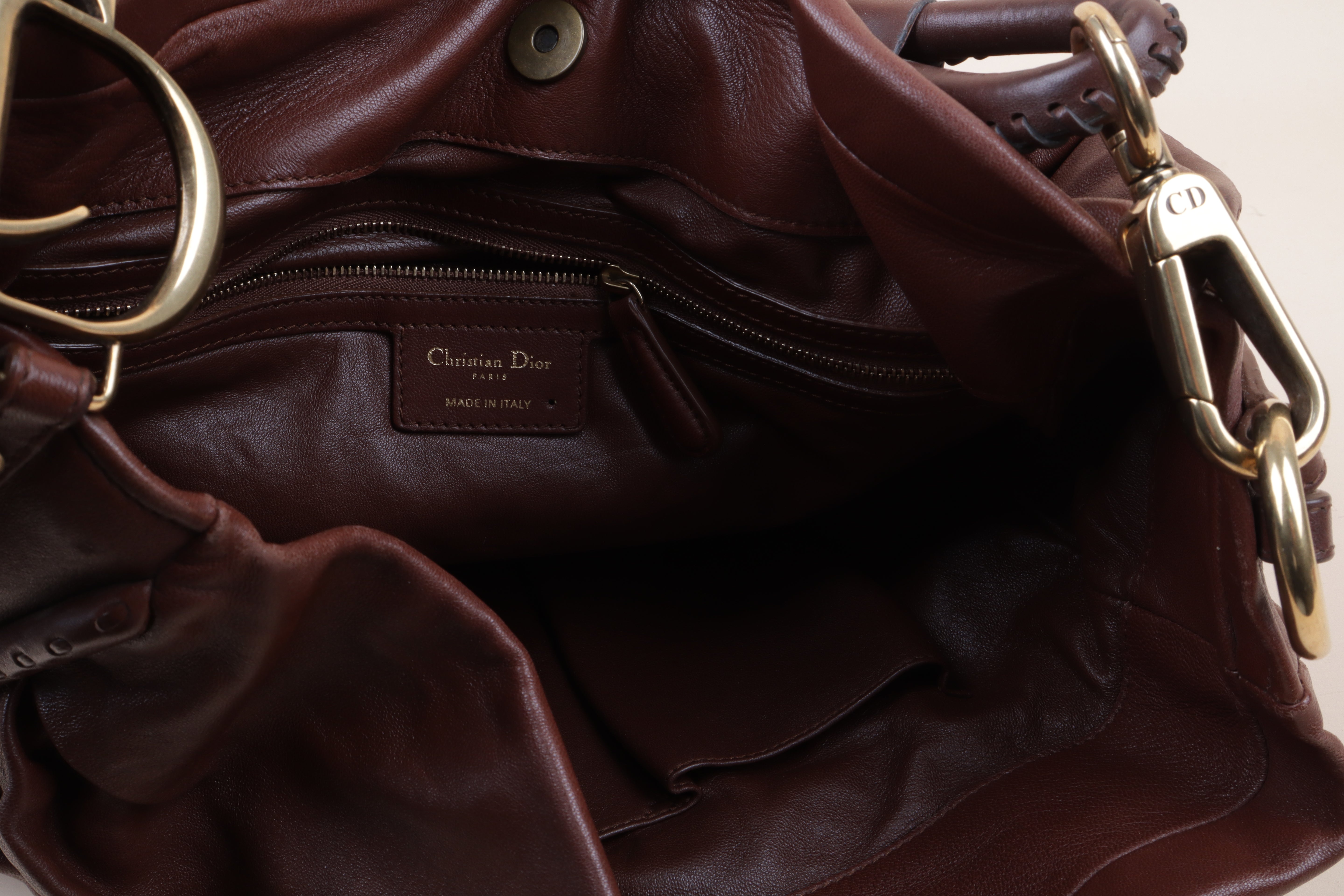 Christian Dior Brown Pleated Libertine Tote Bag