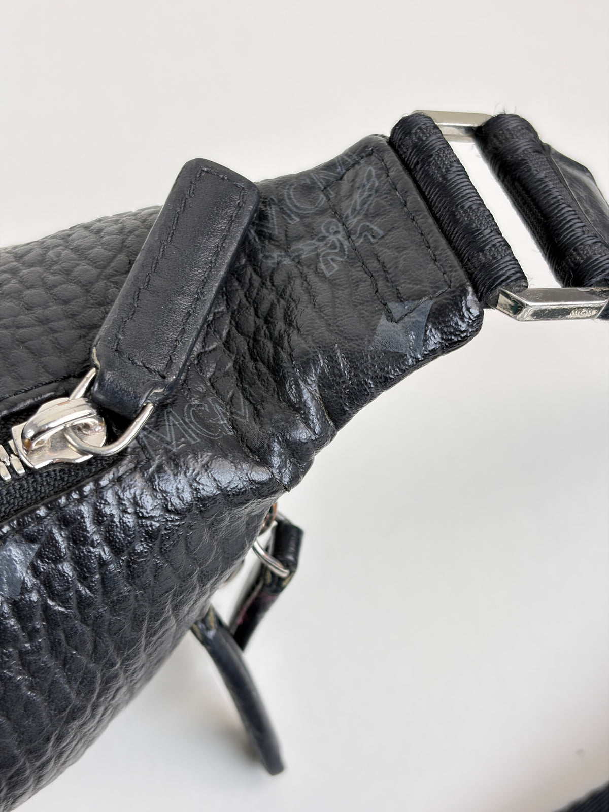 MCM fursten belt bag in visetos black small
