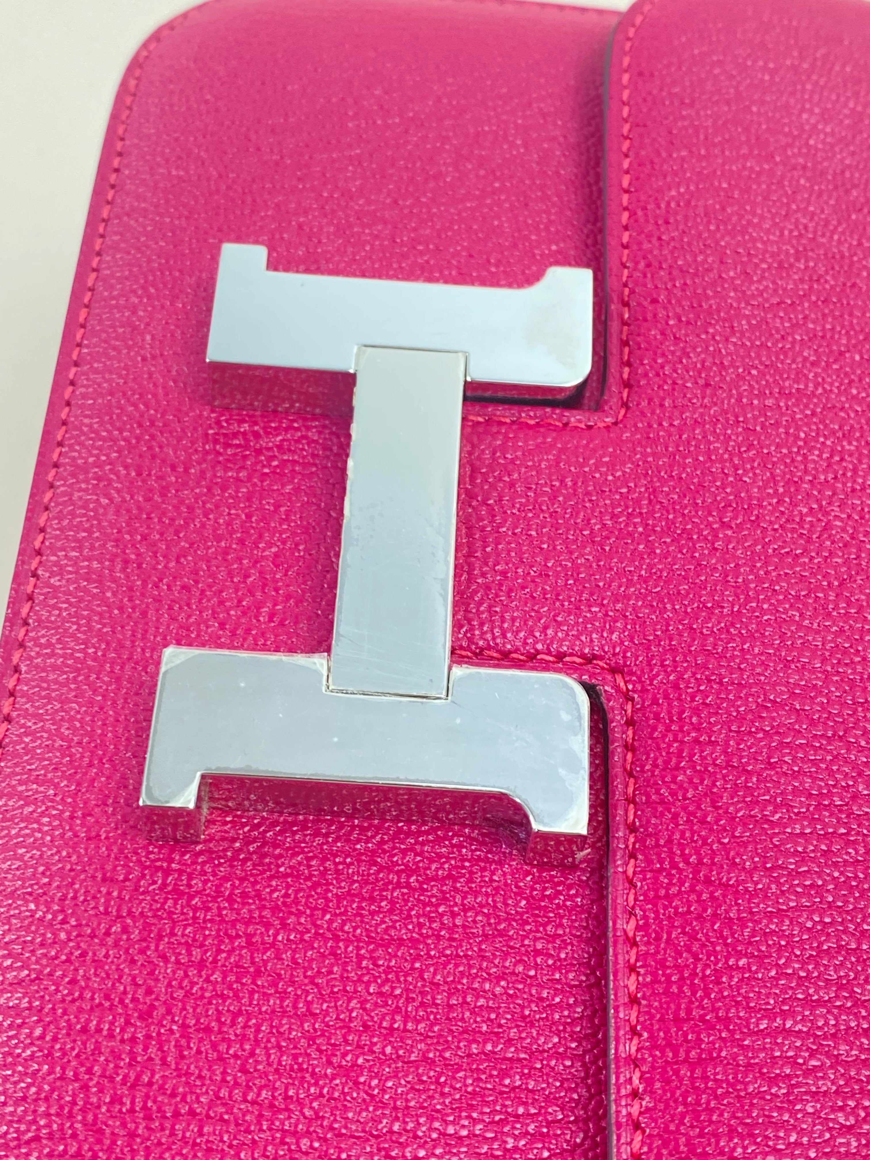 Hermes Framboise Chevre Constance Shoulder Bag