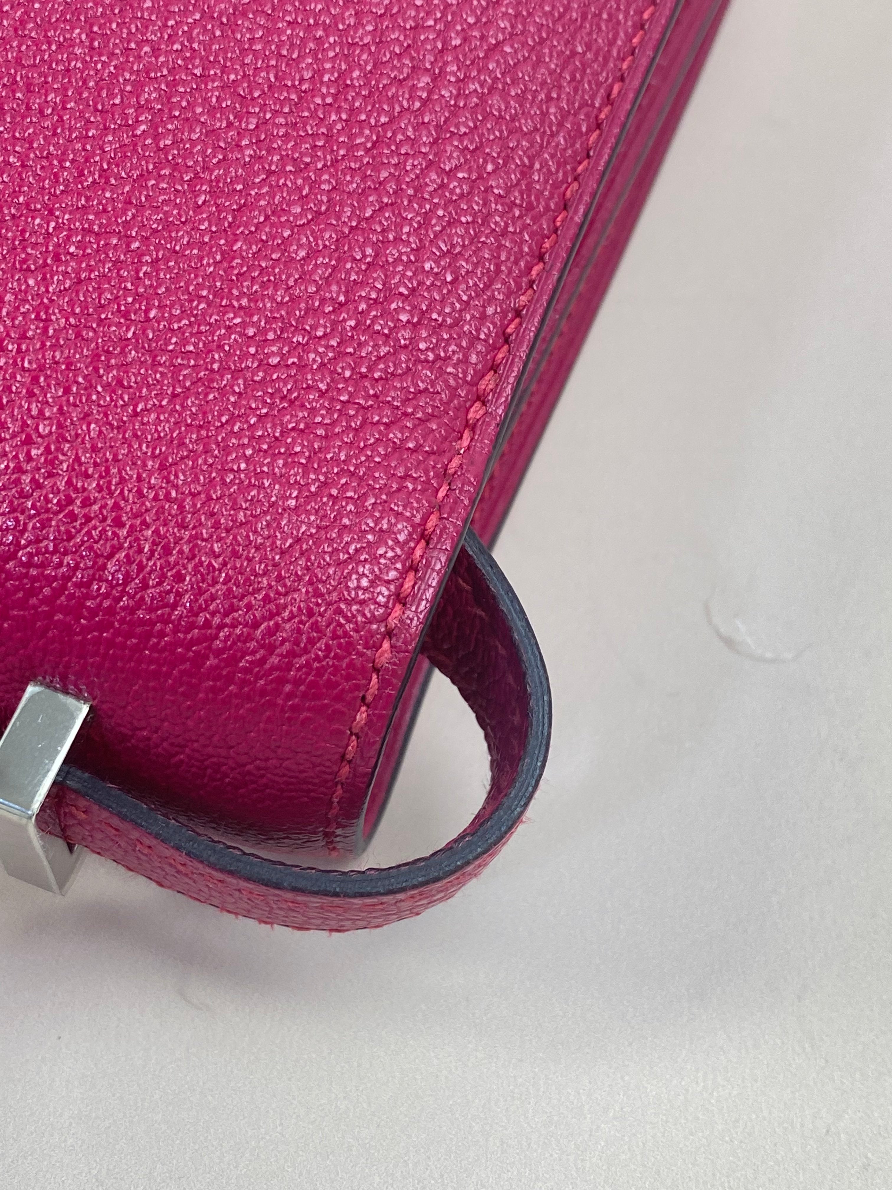 Hermes Framboise Chevre Constance Shoulder Bag