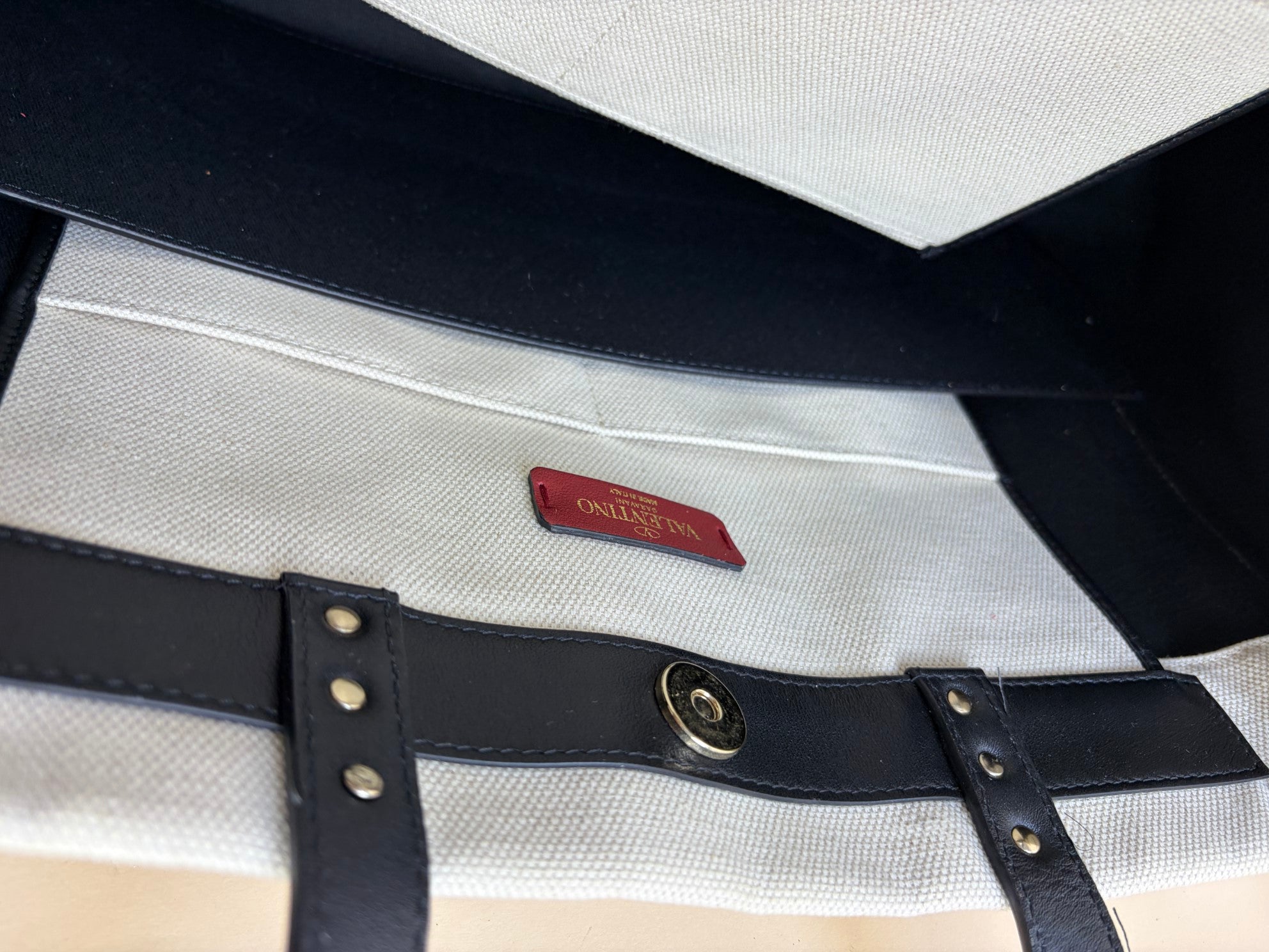 Valentino Bicolor VLTN Print Rockstud Tote Bag