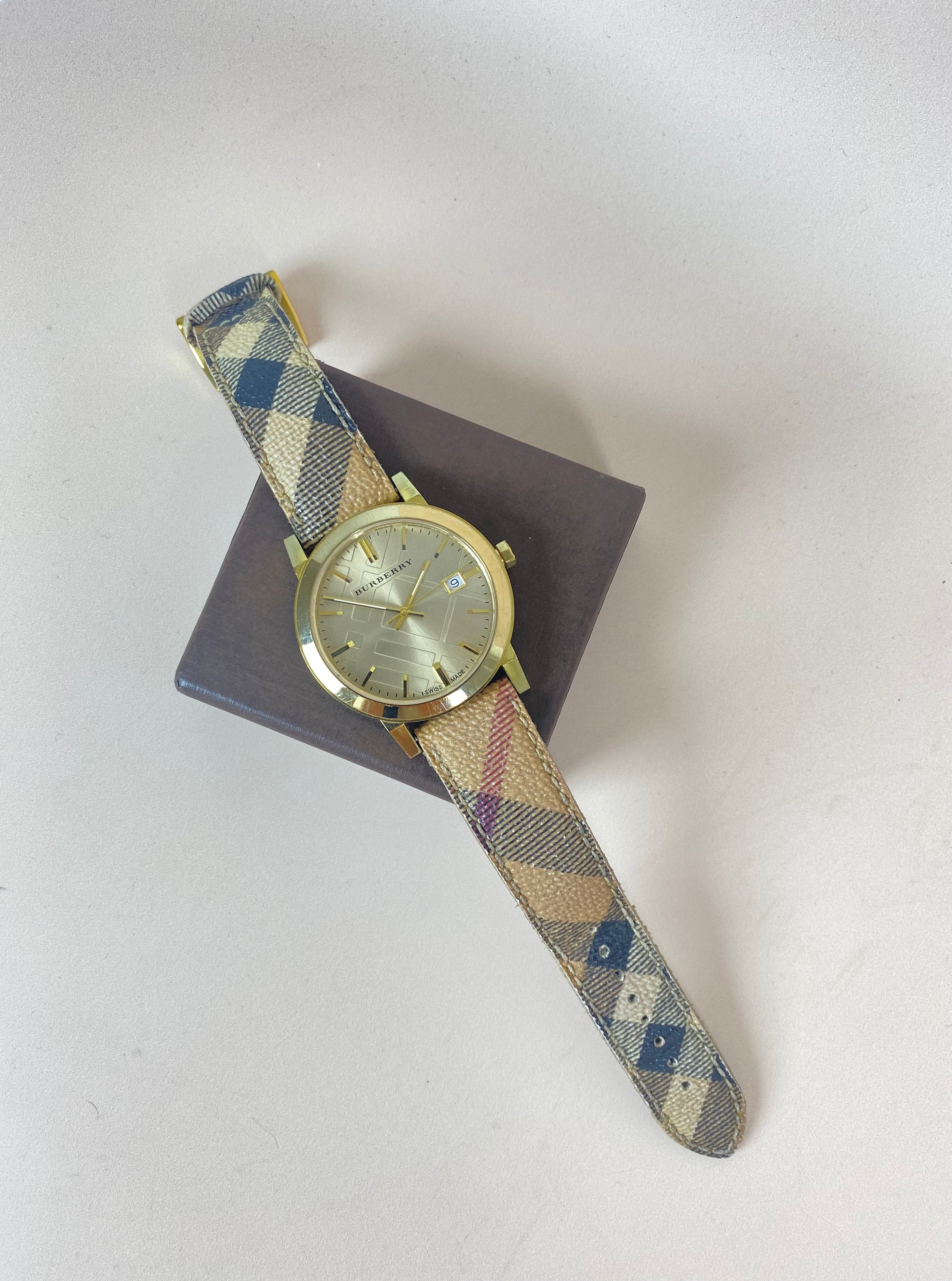 Burberry Gold House Check 38mm Watch (Unisex)
