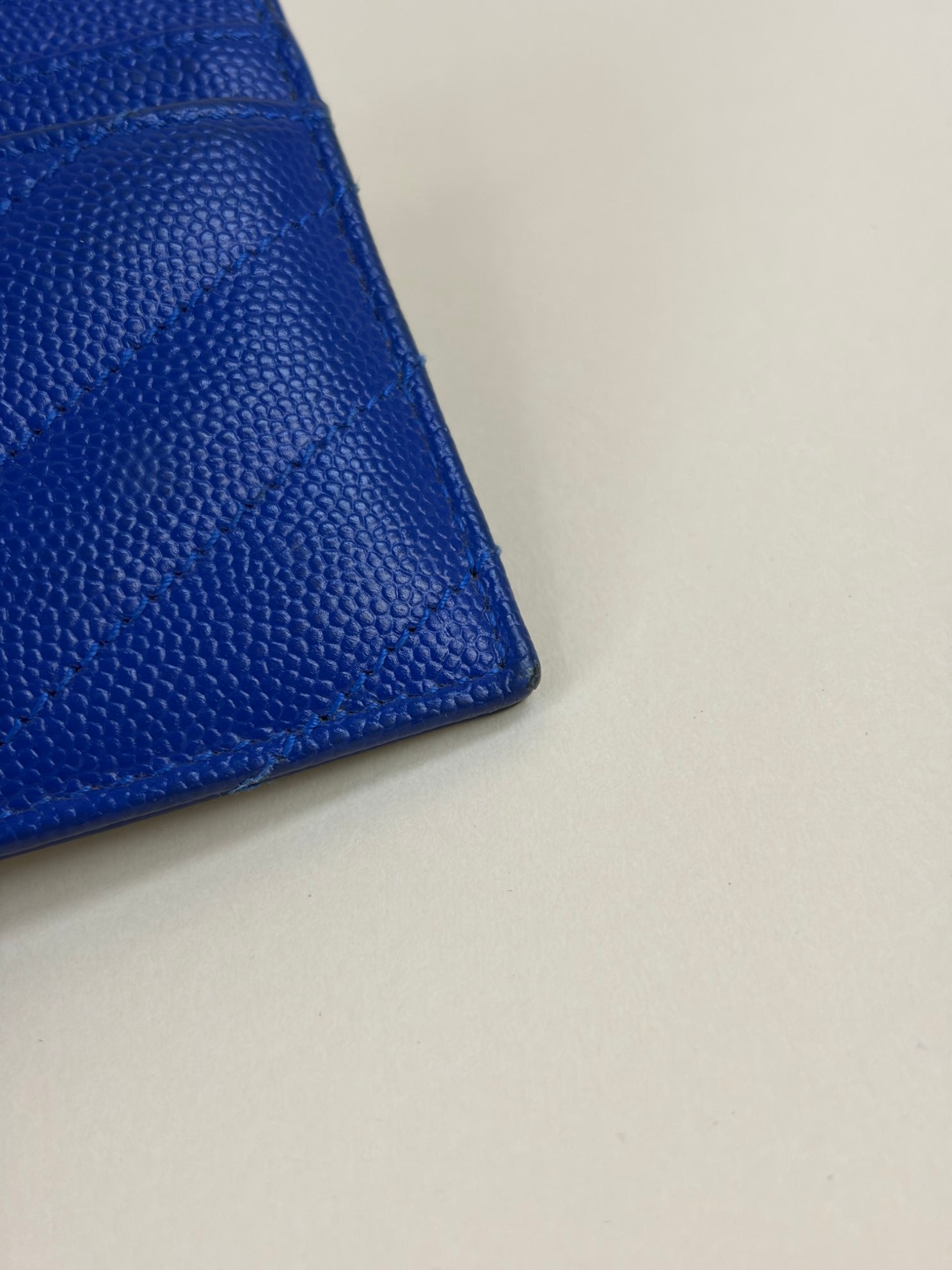YSL Blue Cassandre Matelasse Card Holder