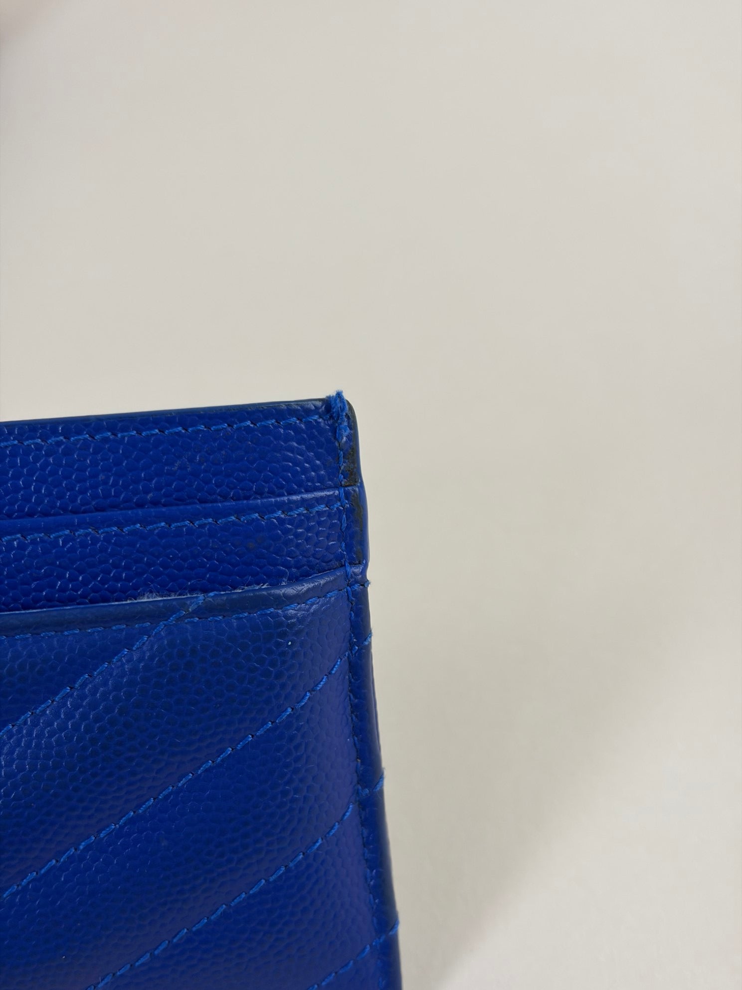 YSL Blue Cassandre Matelasse Card Holder
