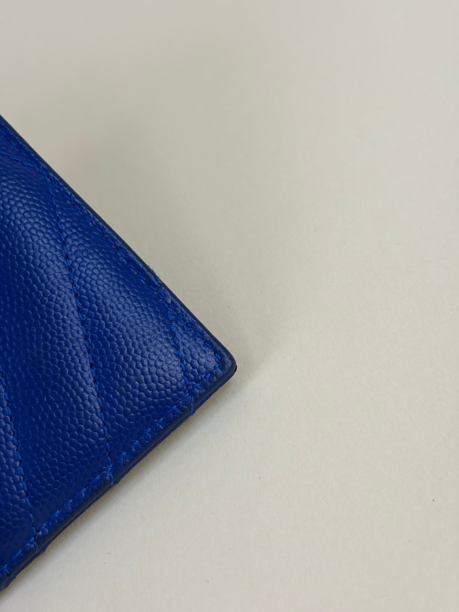 YSL Blue Cassandre Matelasse Card Holder