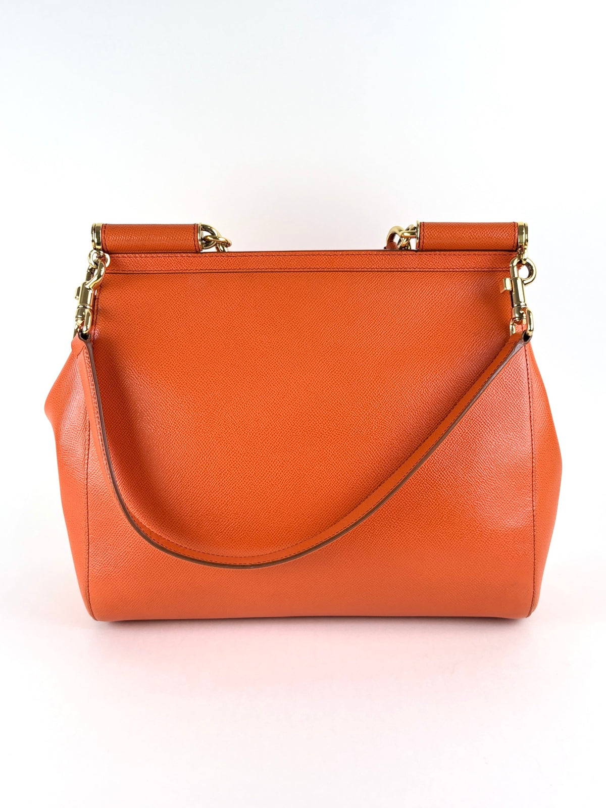 Dolce & Gabbana orange Dauphine calfskin leather Sicily maxi