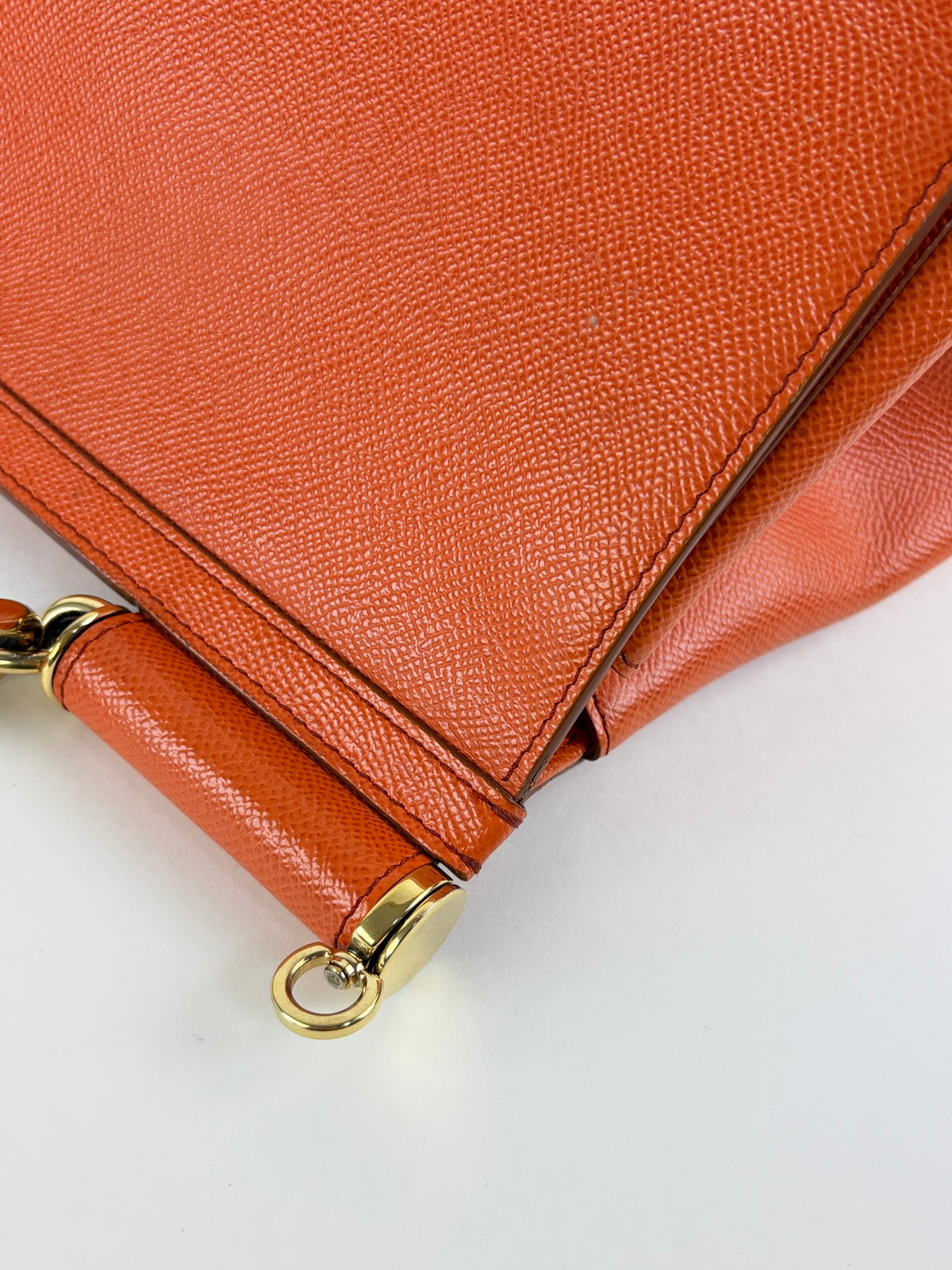Dolce & Gabbana orange Dauphine calfskin leather Sicily maxi