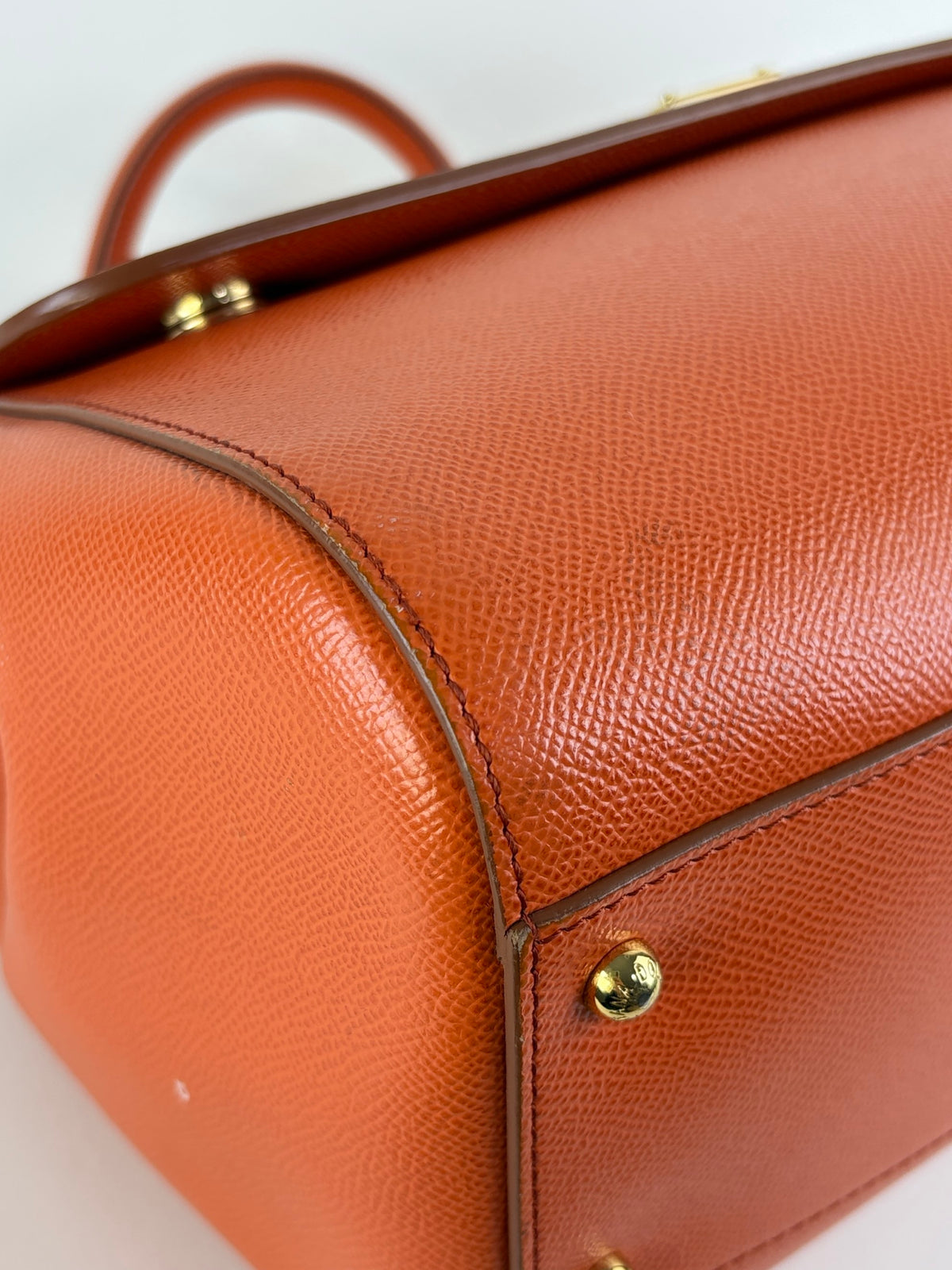 Dolce & Gabbana orange Dauphine calfskin leather Sicily maxi