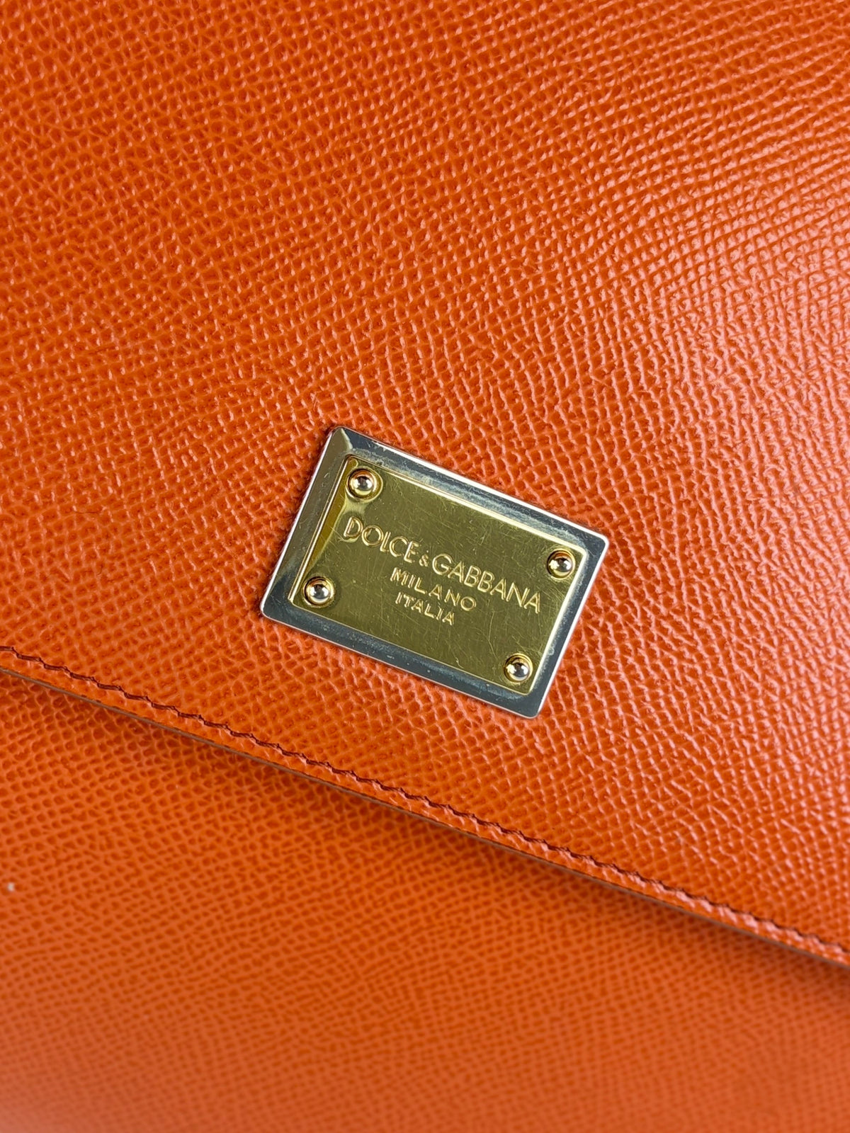 Dolce & Gabbana orange Dauphine calfskin leather Sicily maxi