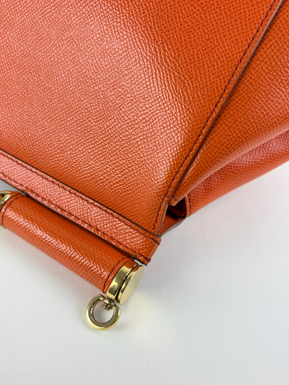 Dolce & Gabbana orange Dauphine calfskin leather Sicily maxi