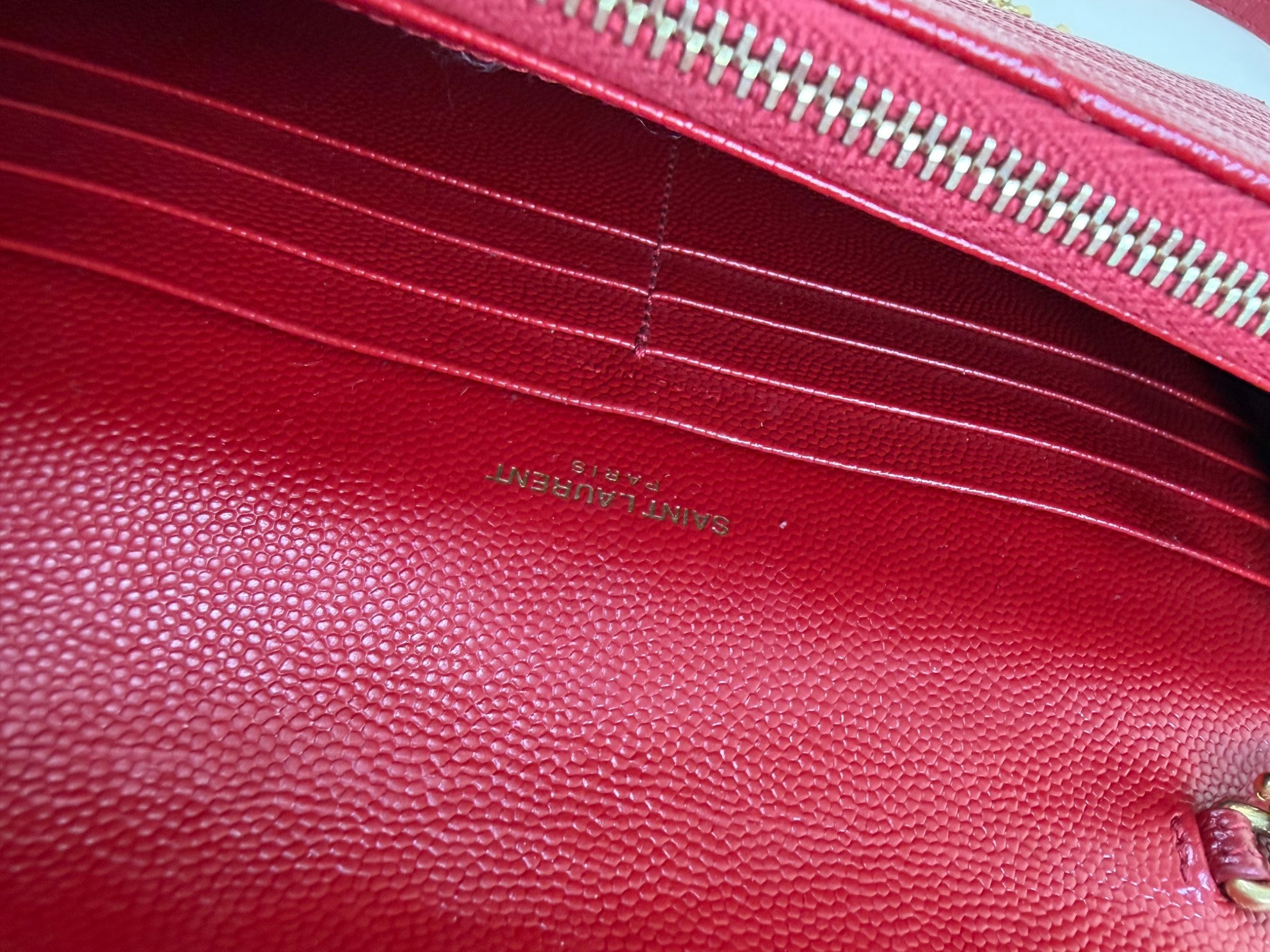 YSL Red Cassandre Wallet On Chain
