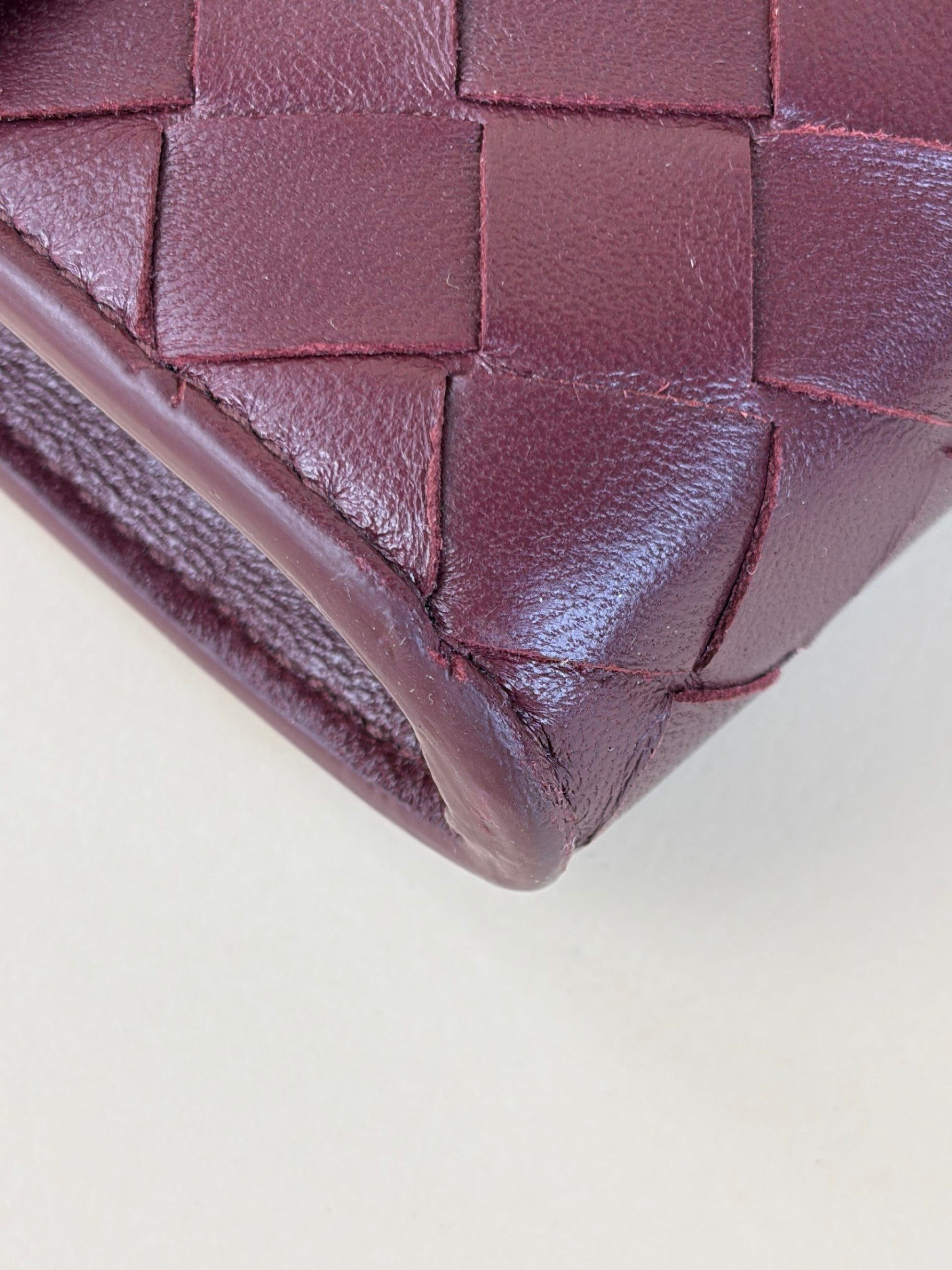 Bottega Veneta burgundy Andiamo clutch