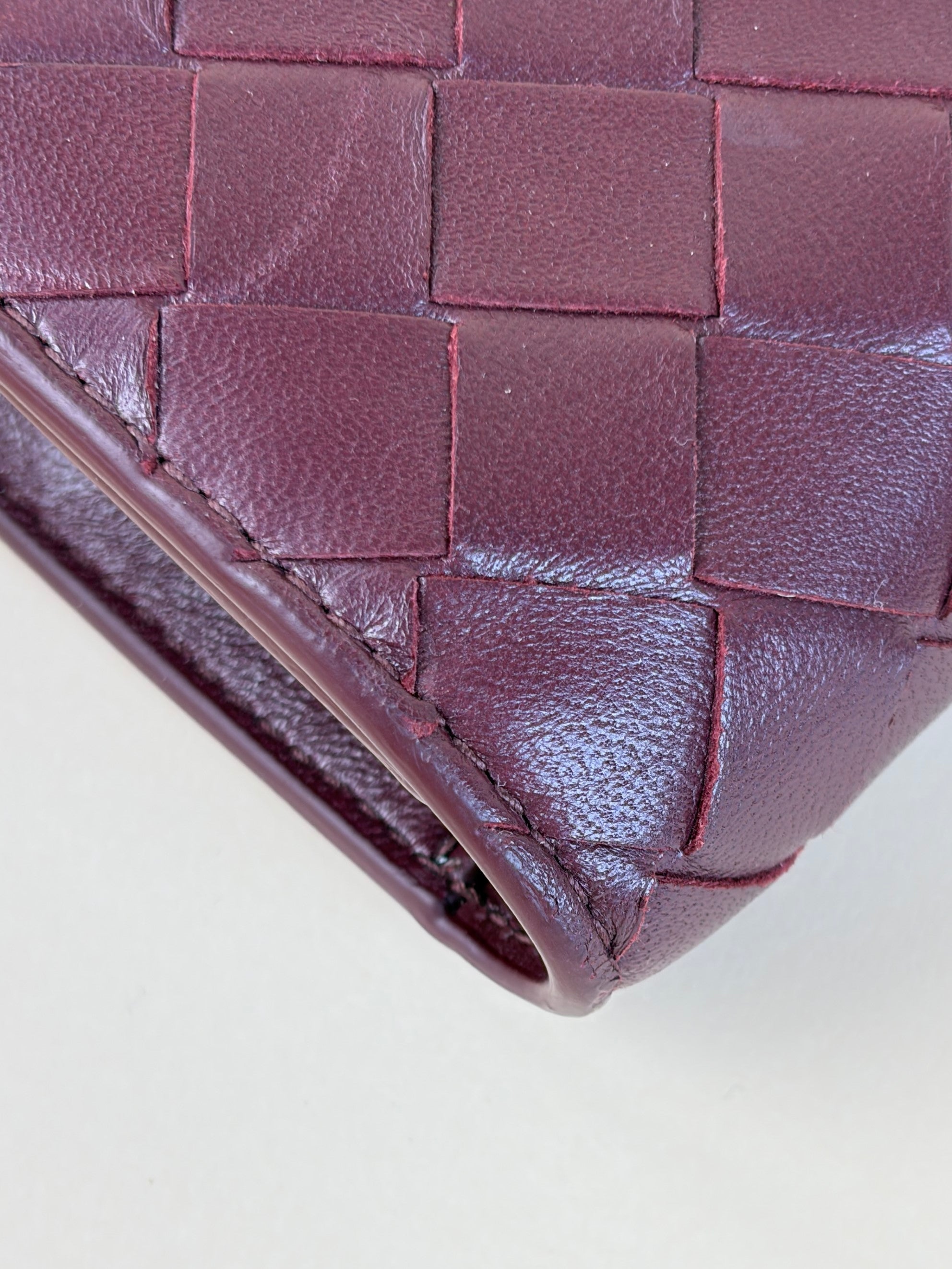 Bottega Veneta burgundy Andiamo clutch