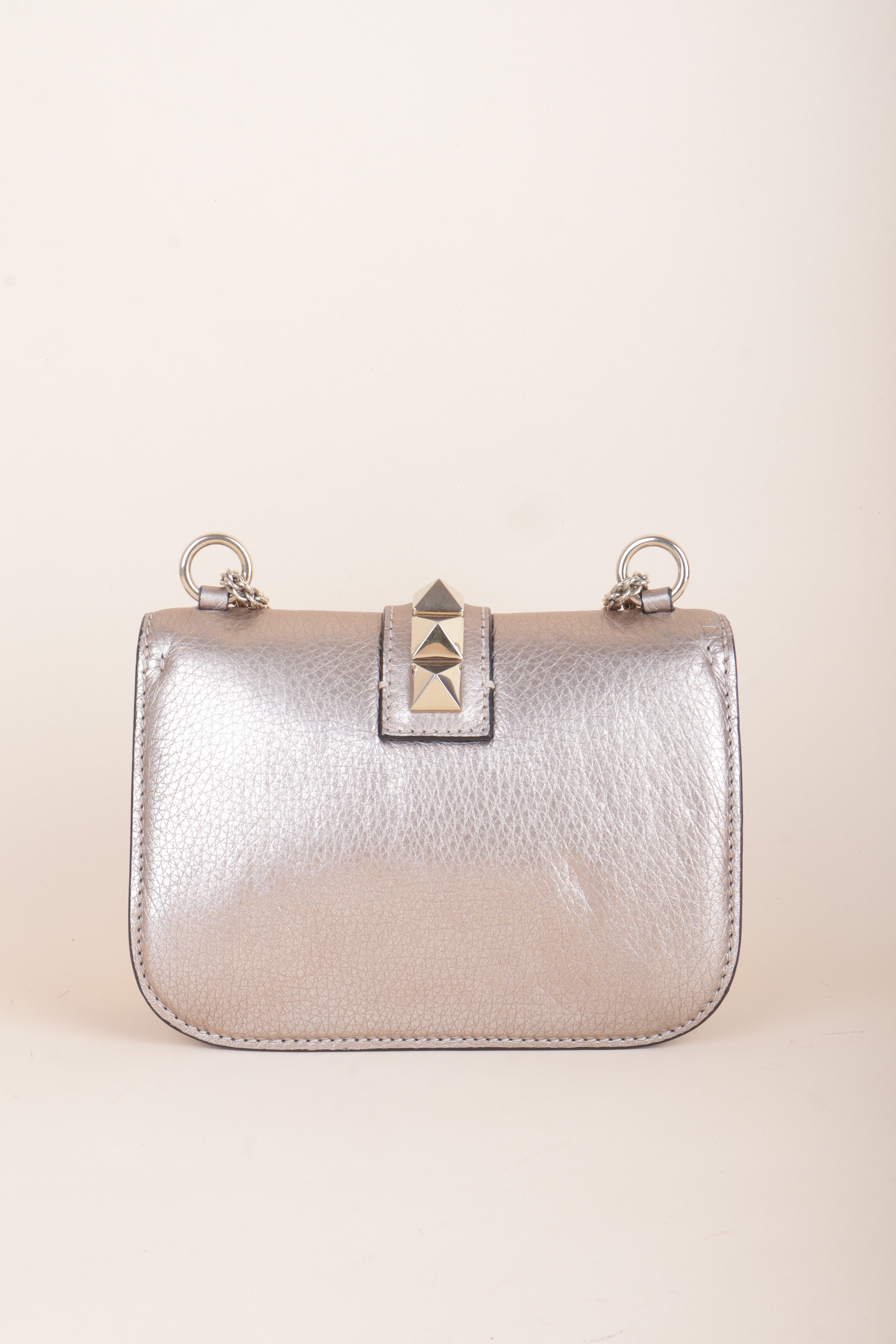 Valentino Metallic Gold Small Rockstud Glam Lock Shoulder Bag