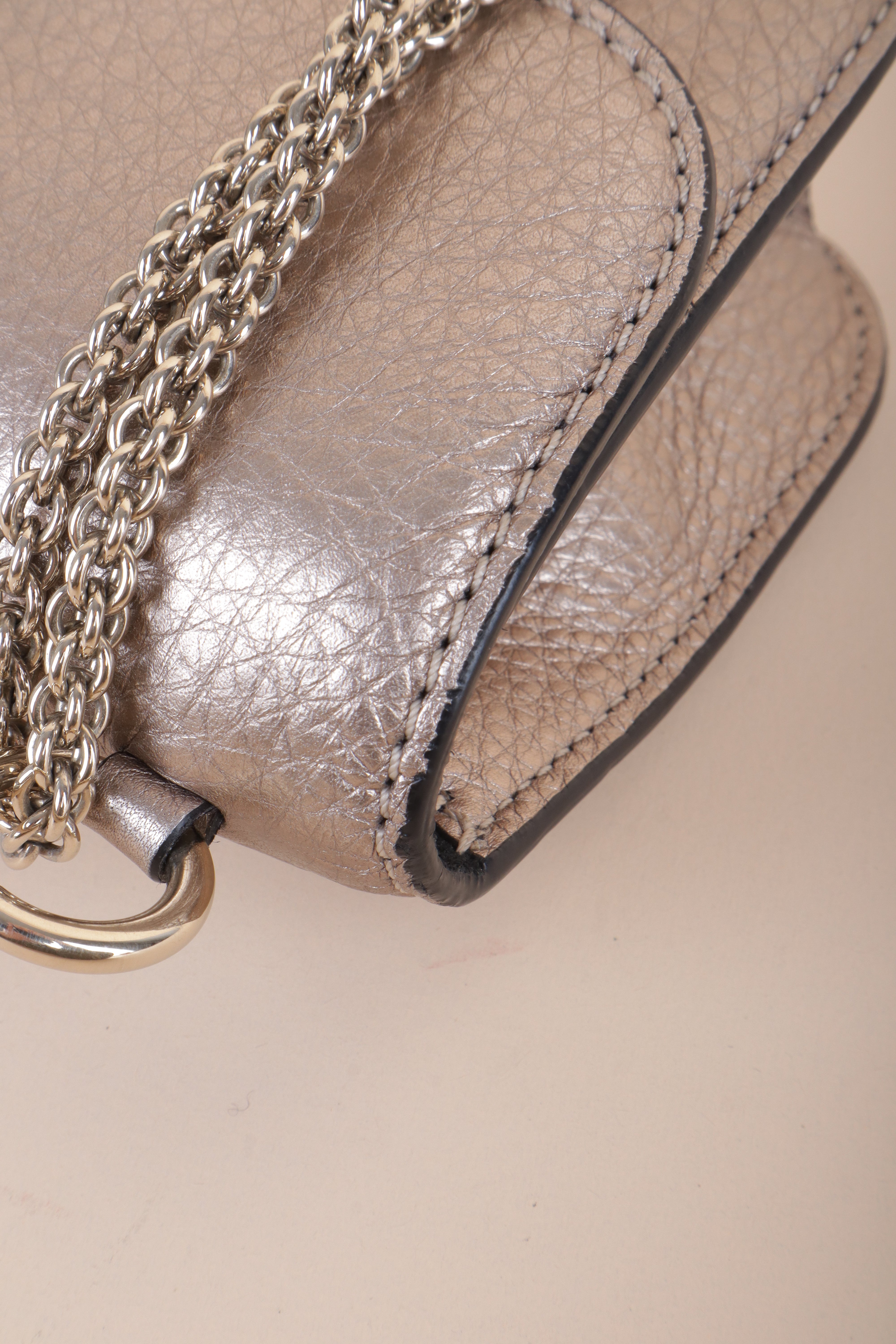 Valentino Metallic Gold Small Rockstud Glam Lock Shoulder Bag