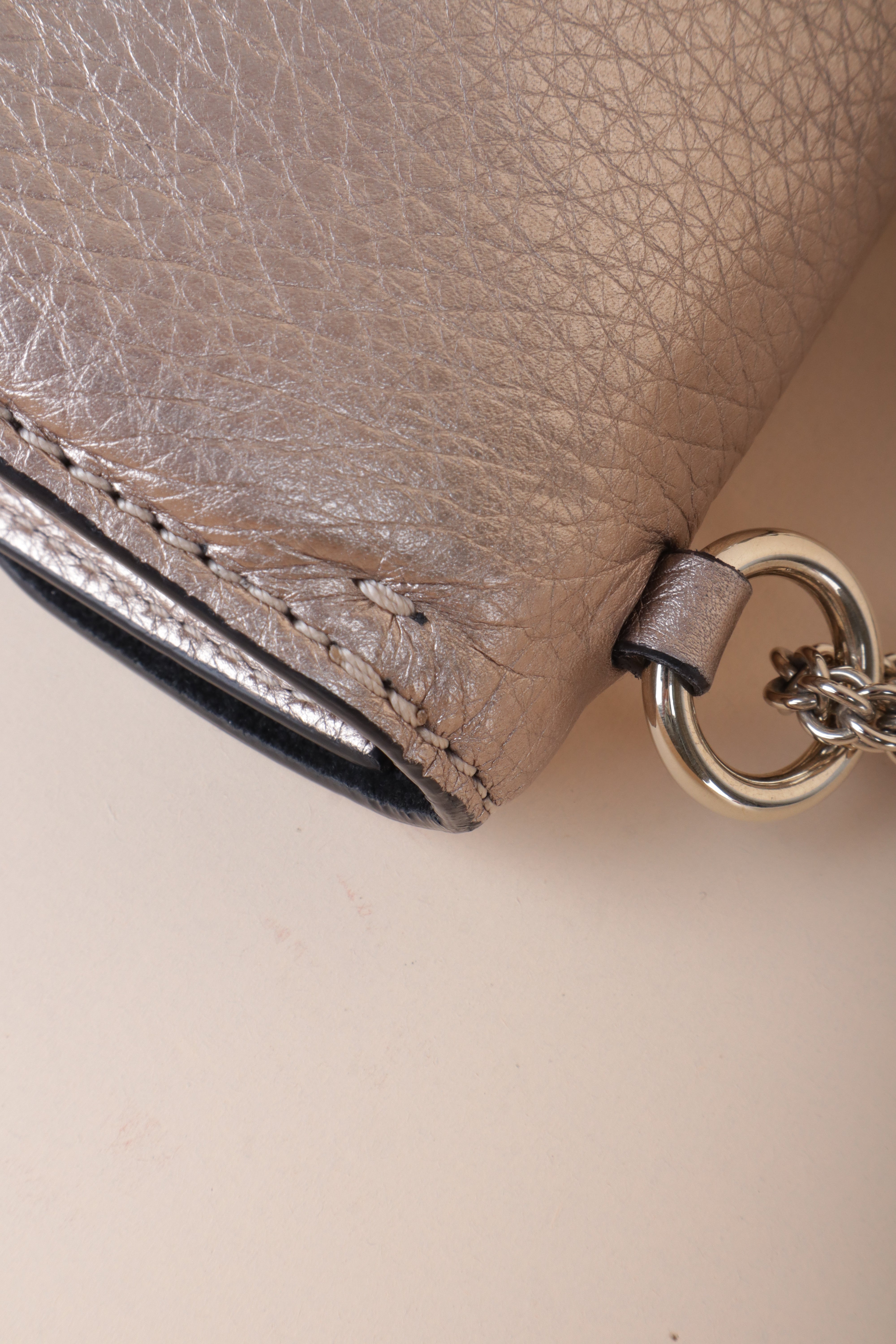 Valentino Metallic Gold Small Rockstud Glam Lock Shoulder Bag