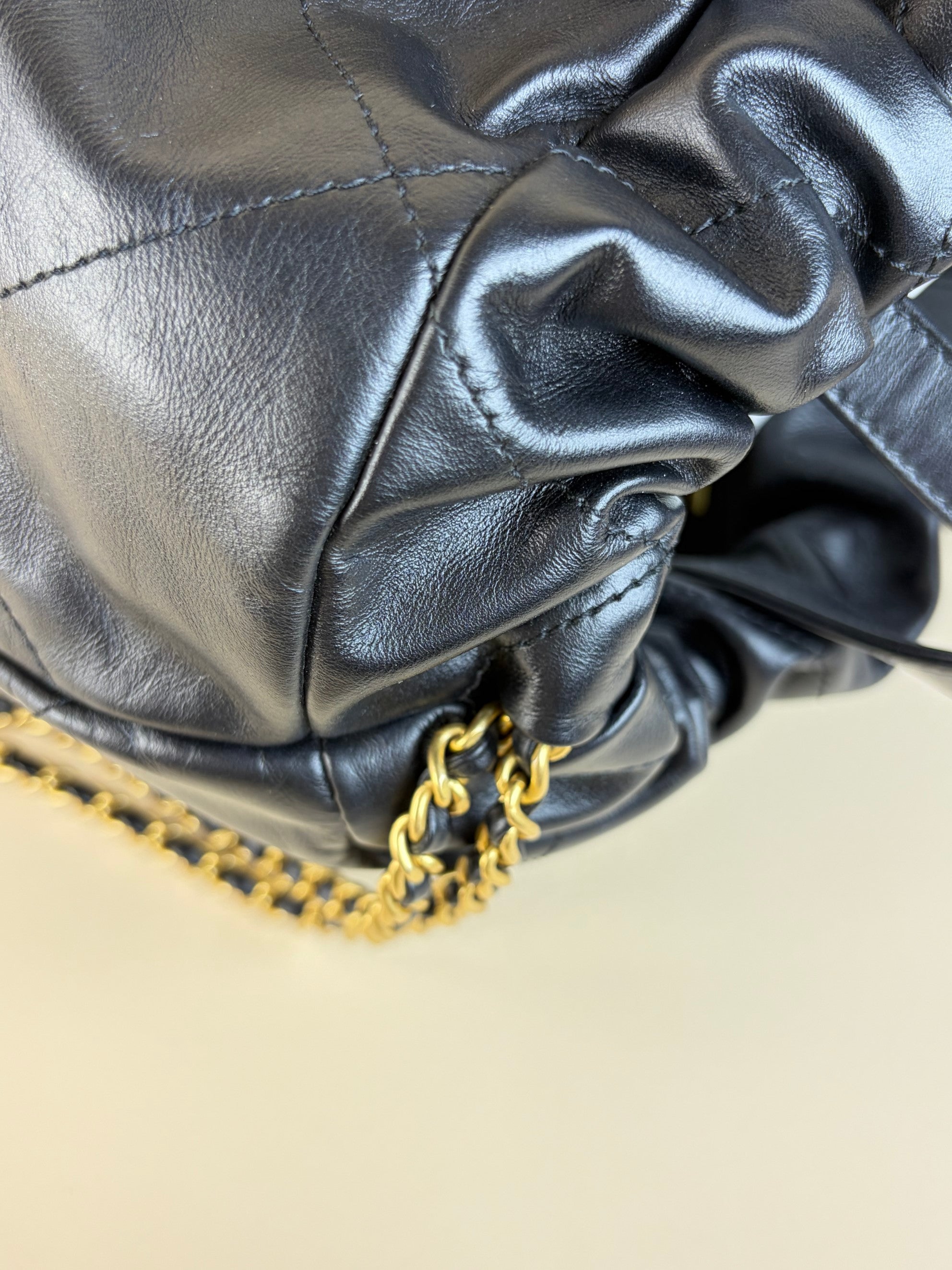 Chanel Black zz chinny calfskin quilted Backpack Bag