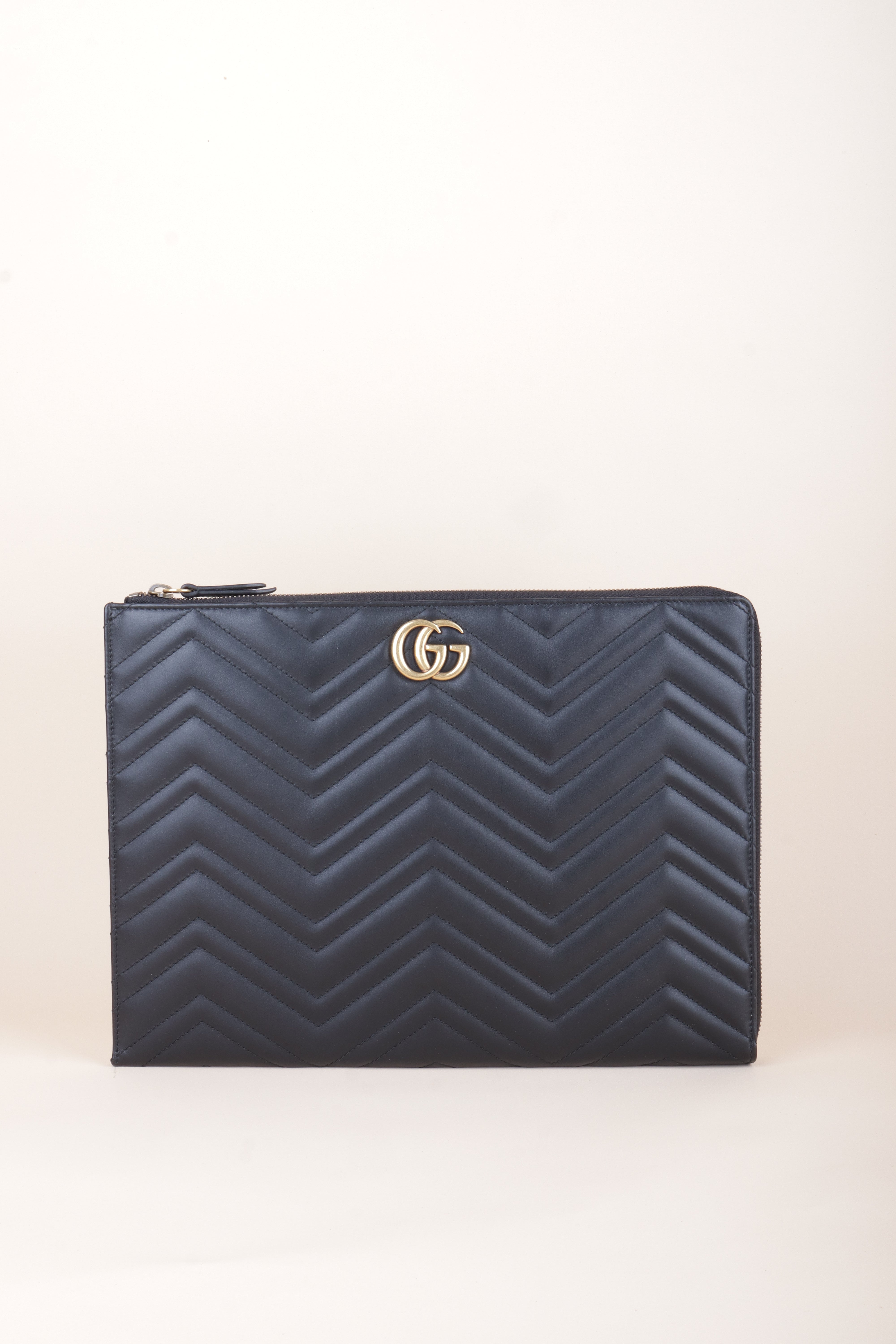 Gucci Black GG Portfolio Marmont Pouch