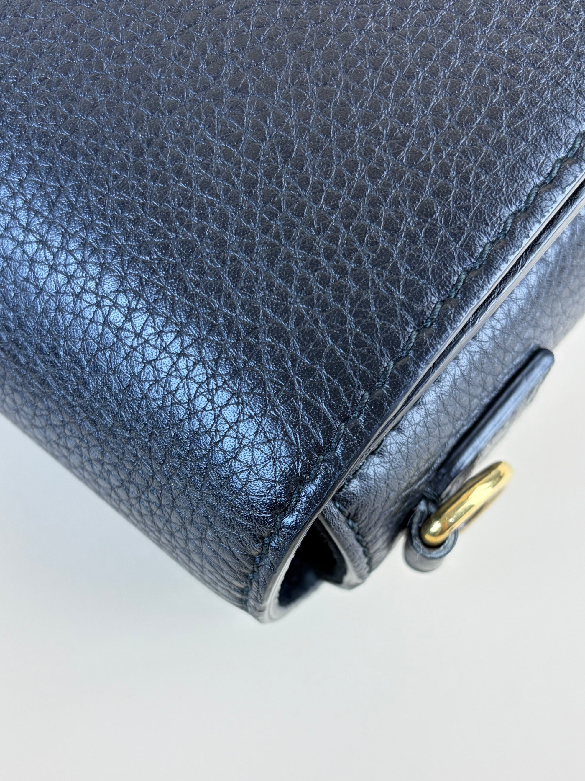 Dior black grained calfskin Dior evolution flap bag