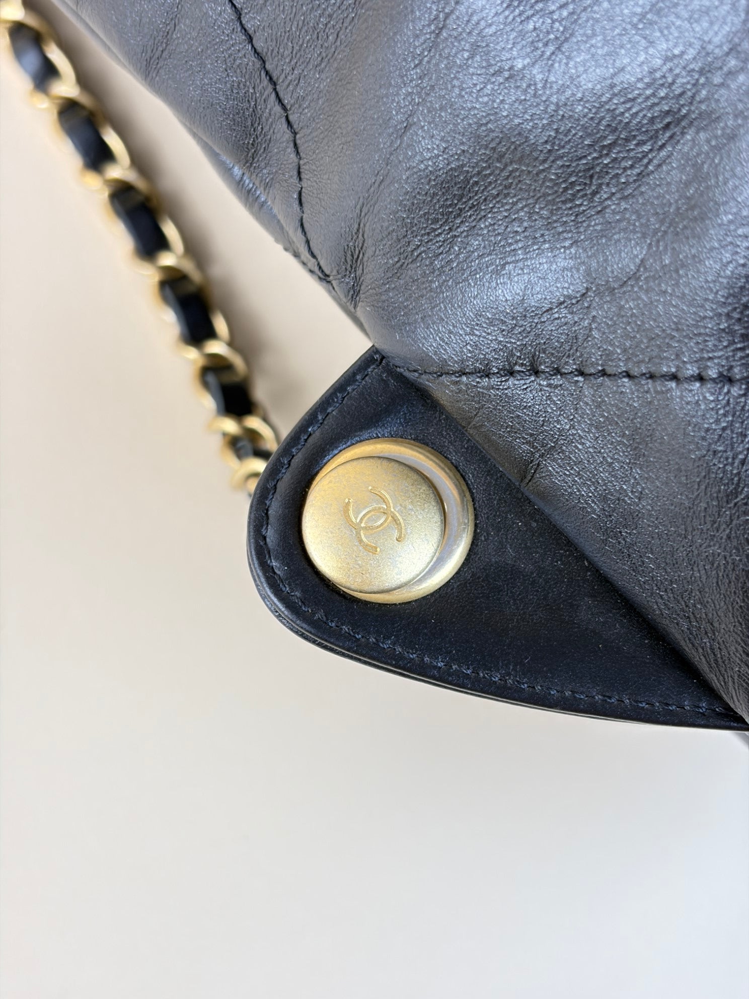 Chanel Black zz chinny calfskin quilted Backpack Bag