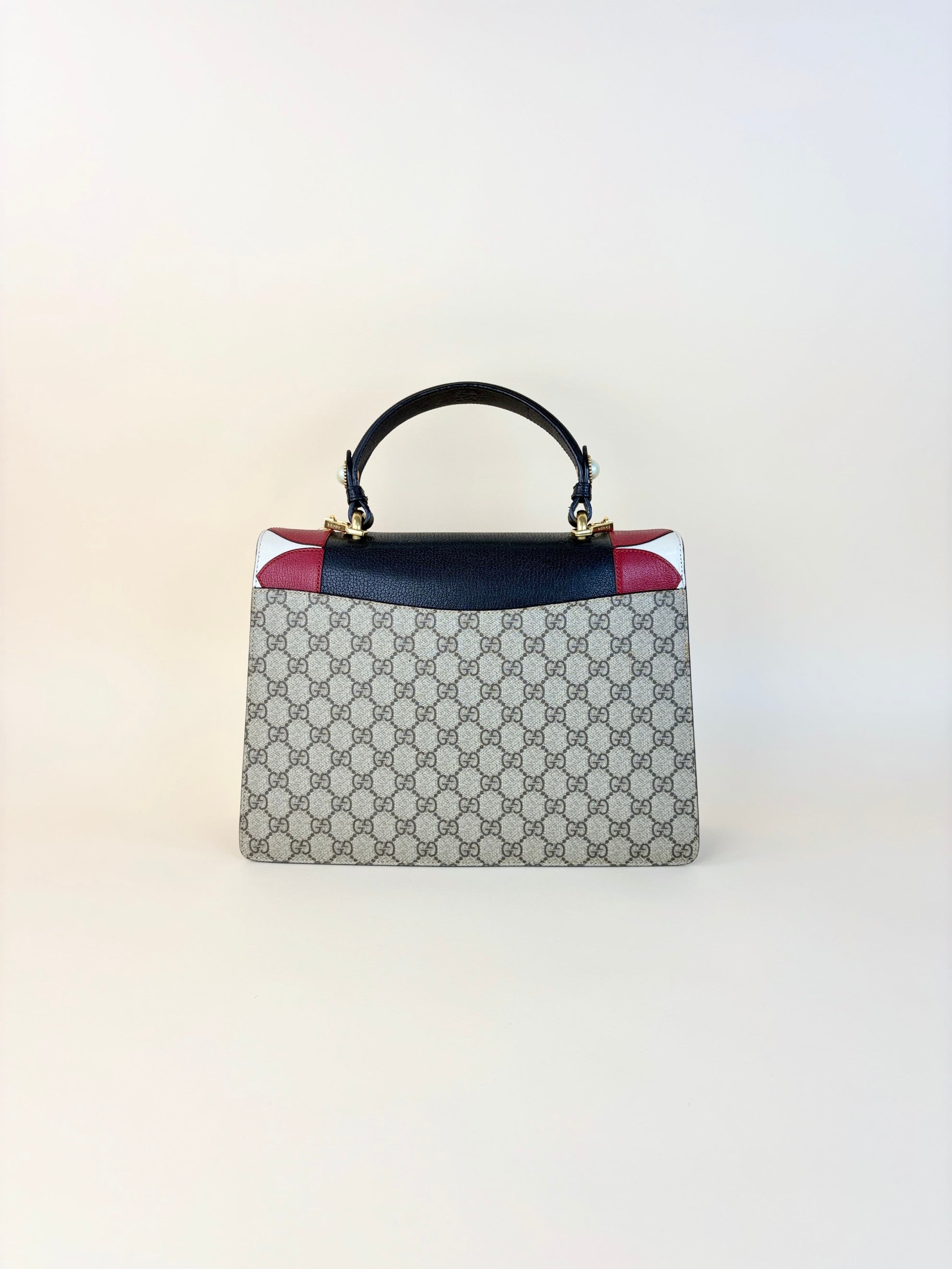 Gucci gg supreme medium monogram goat skin pearl fox brioche