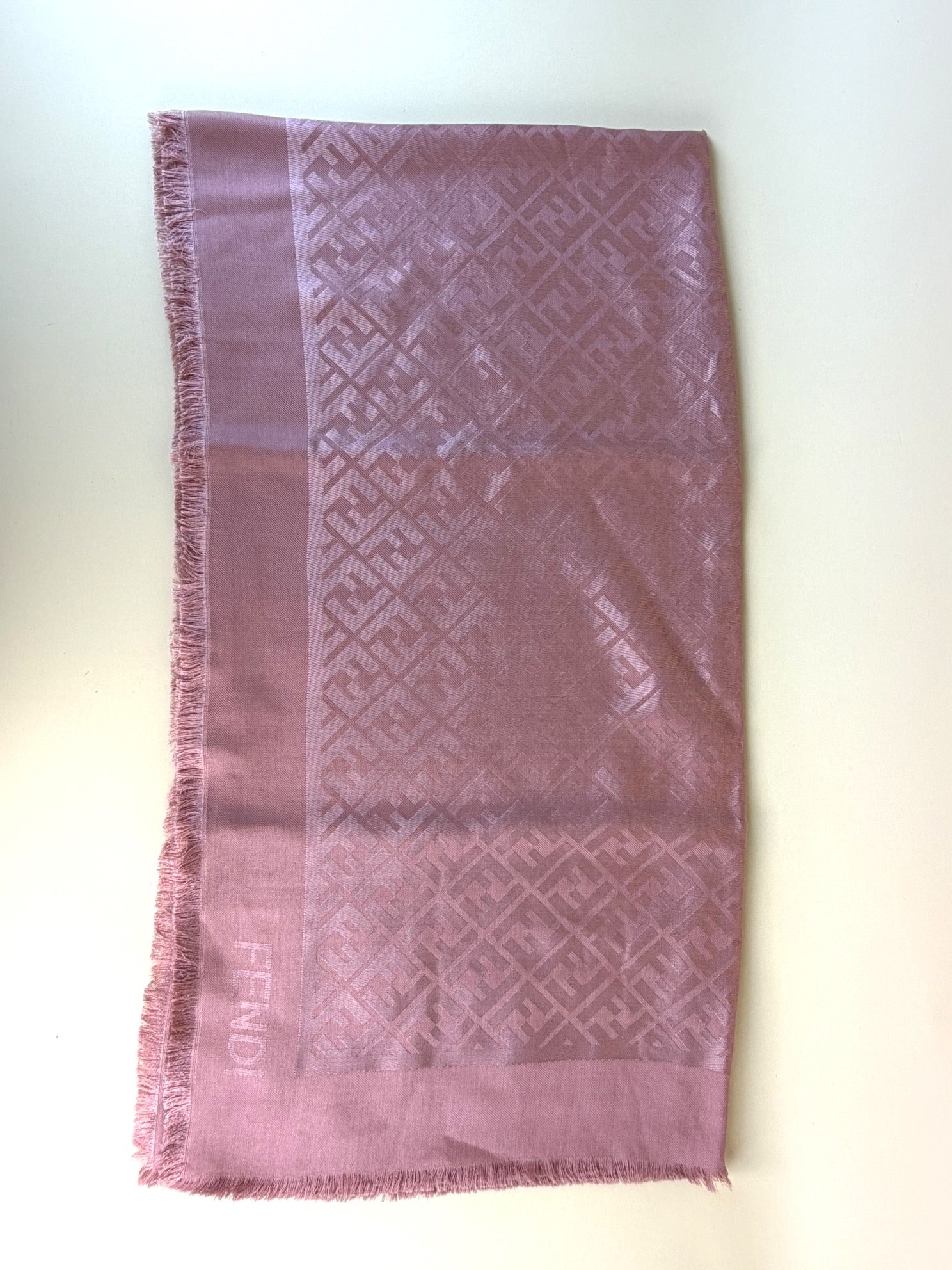 Fendi Pink FF Silk and Wool Shawl