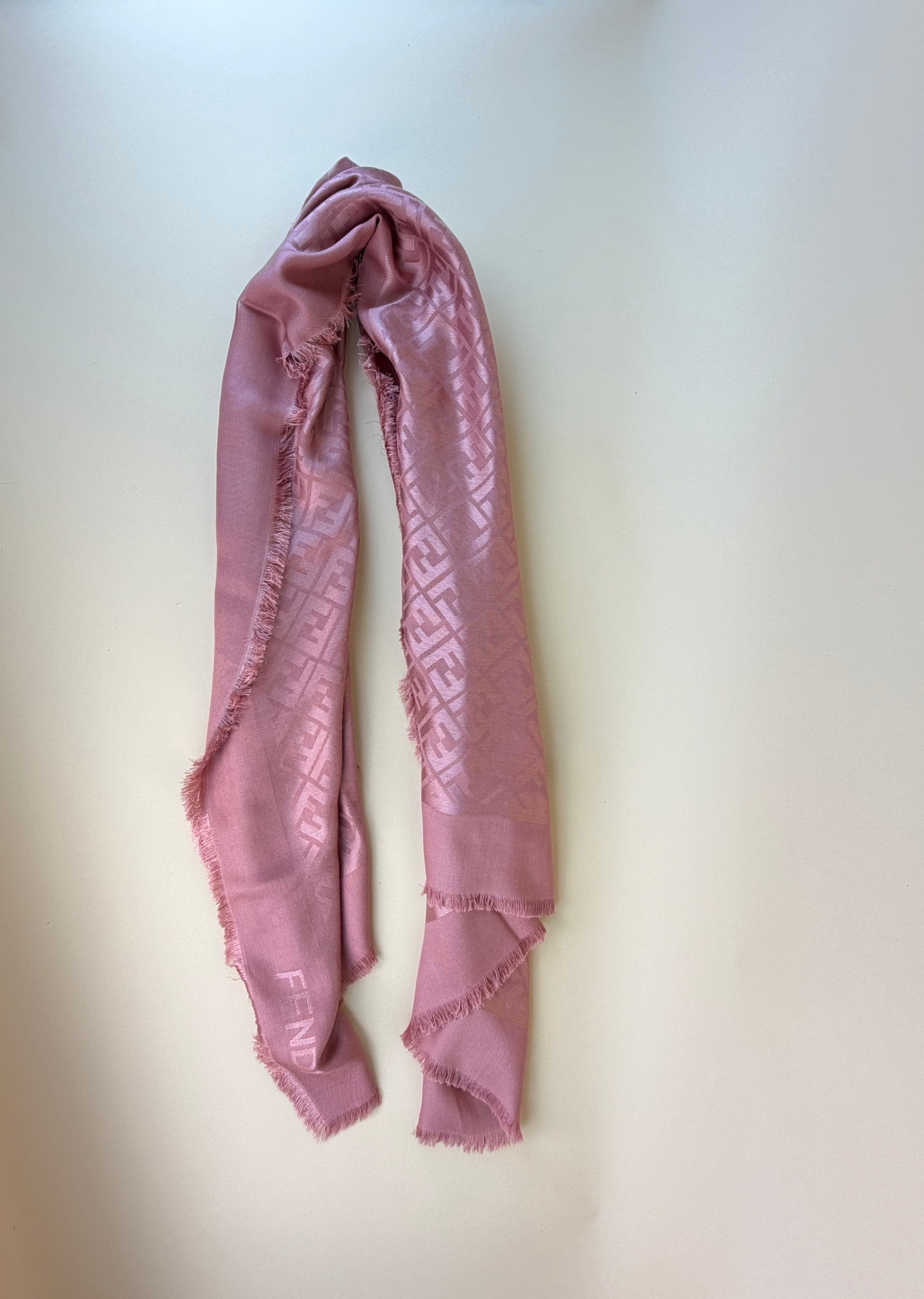 Fendi Pink FF Silk and Wool Shawl