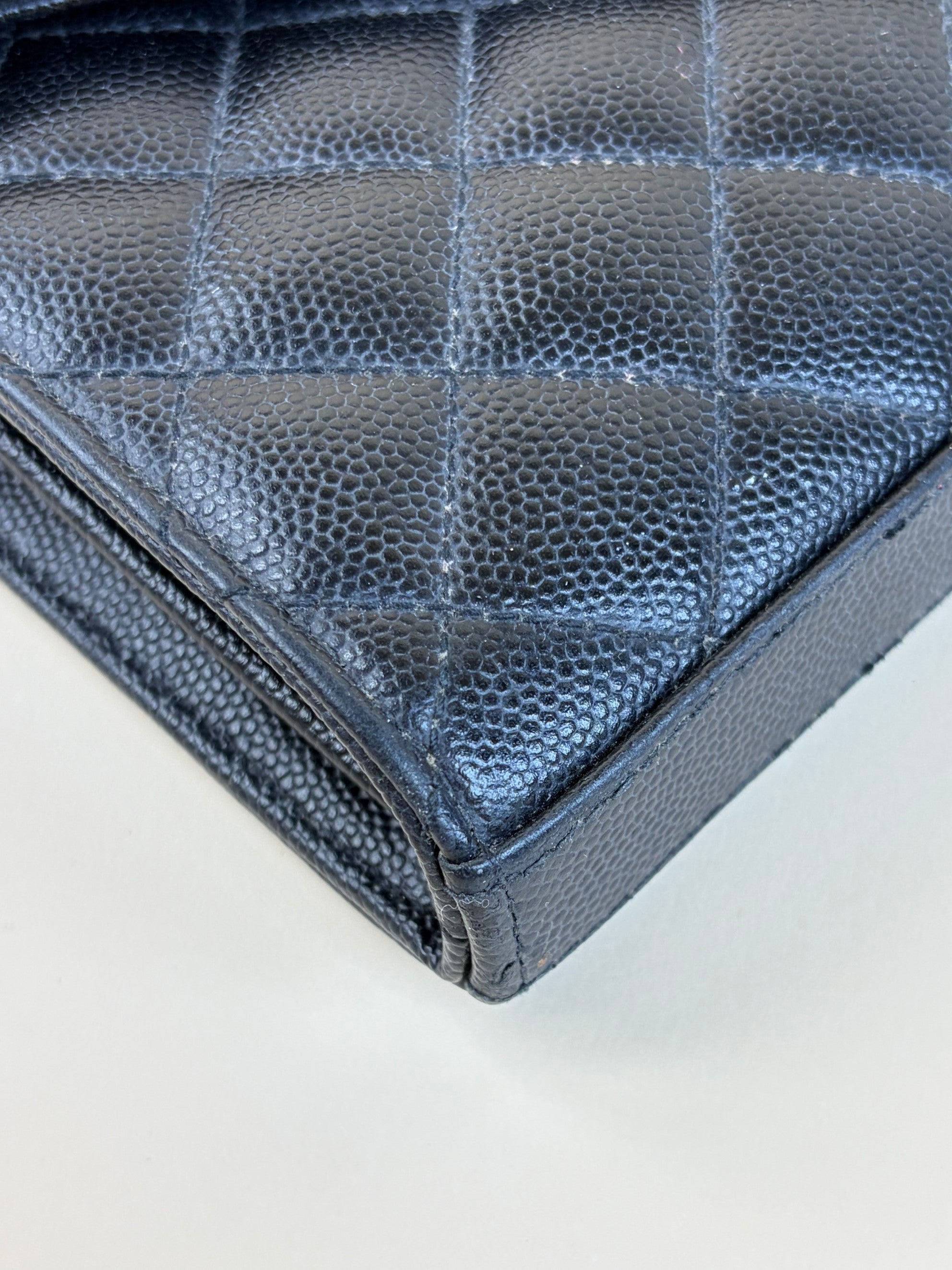 YSL Black classic Cassandrea chain wallet in grain de Poudre leather