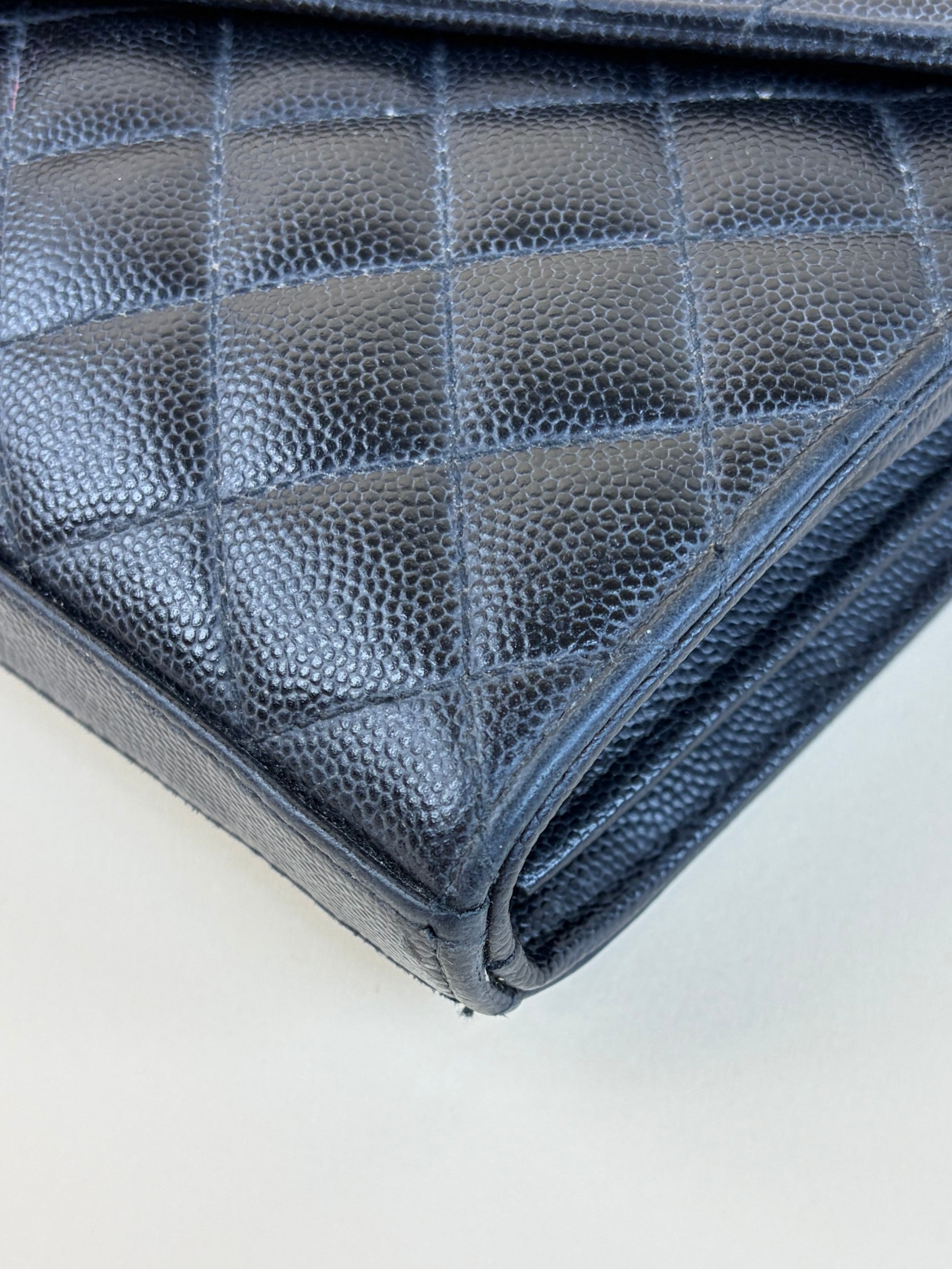 YSL Black classic Cassandrea chain wallet in grain de Poudre leather
