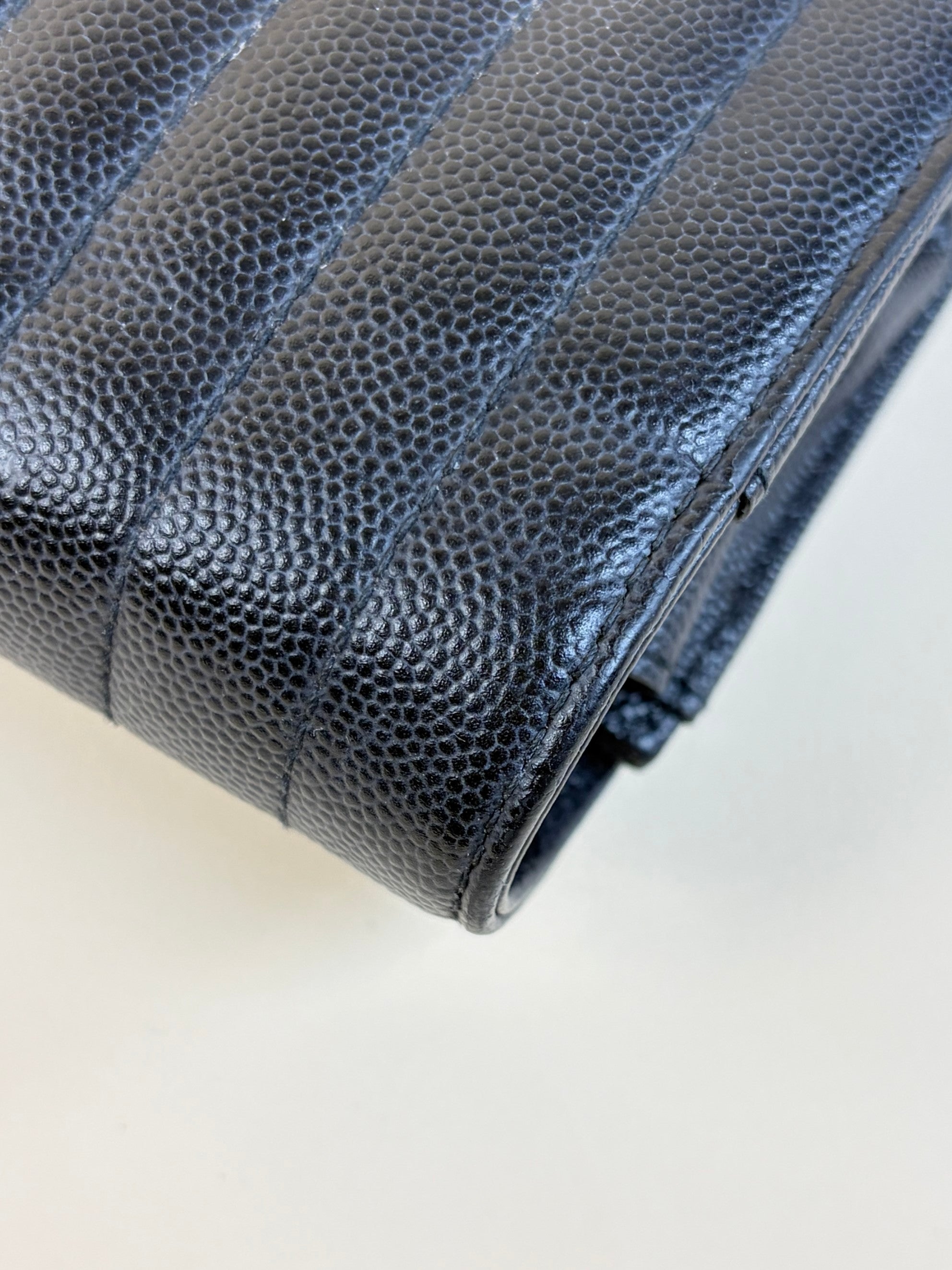 YSL Black classic Cassandrea chain wallet in grain de Poudre leather