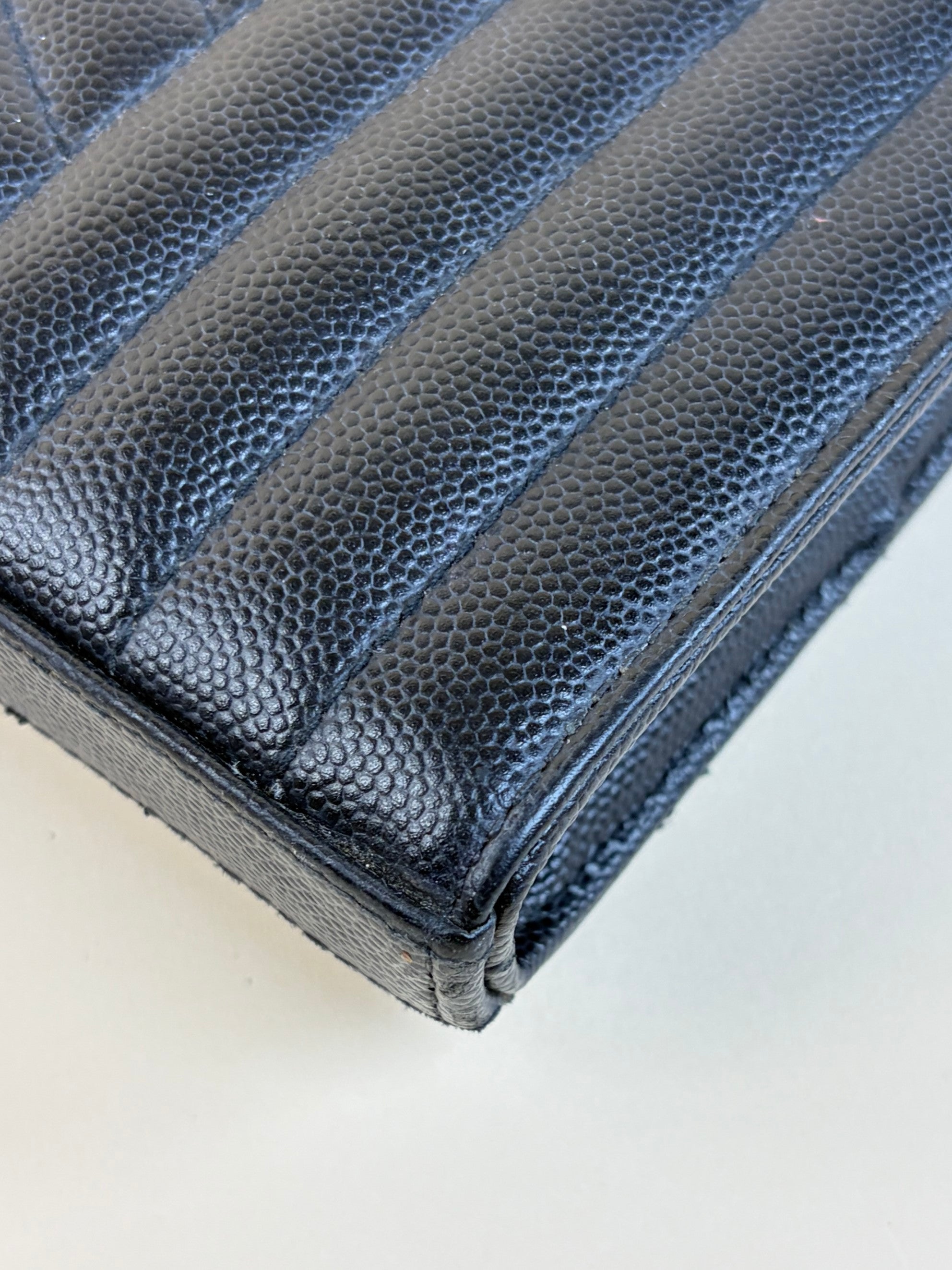 YSL Black classic Cassandrea chain wallet in grain de Poudre leather
