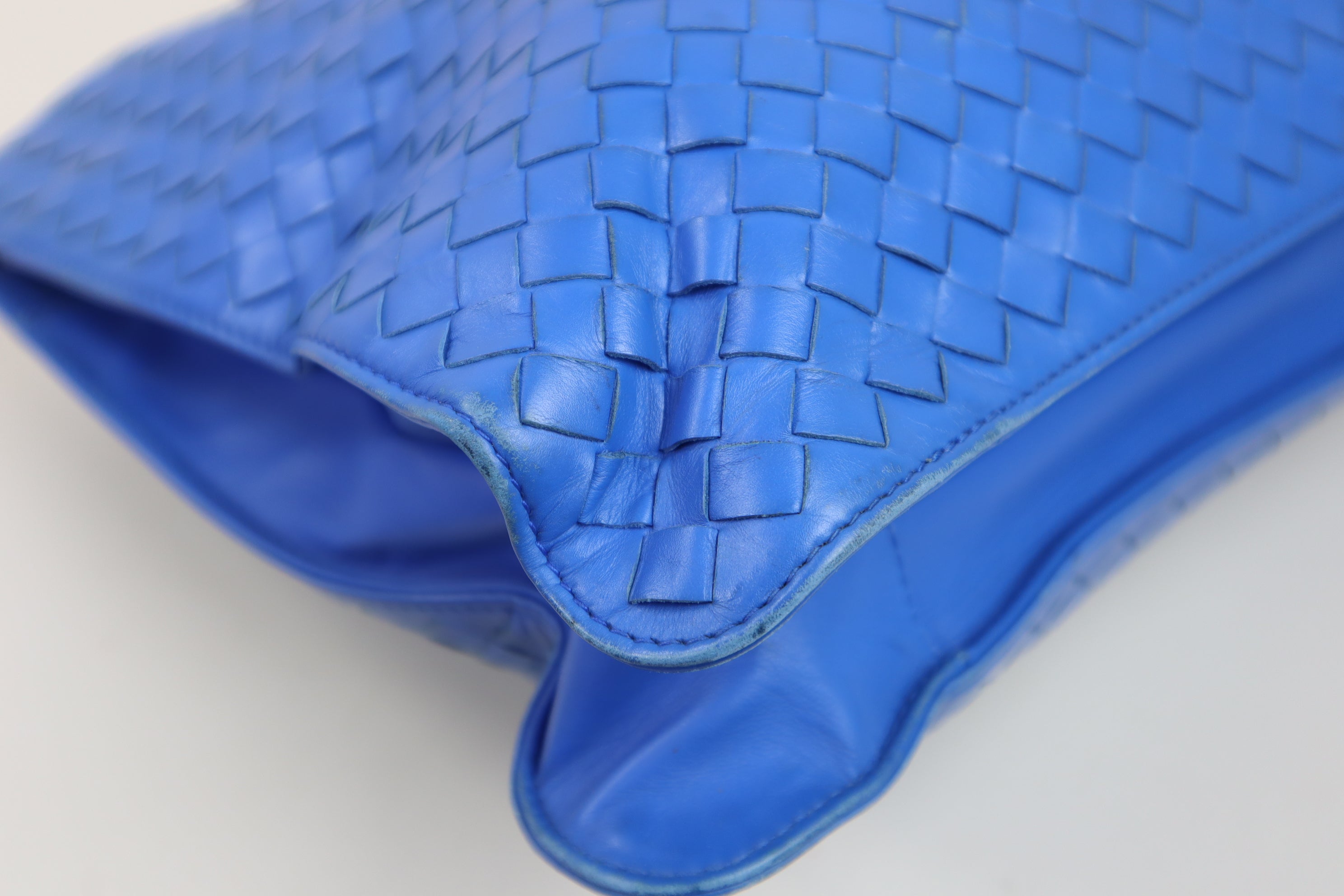 Bottega Veneta Blue Briefcase Intrecciato Tote Bag