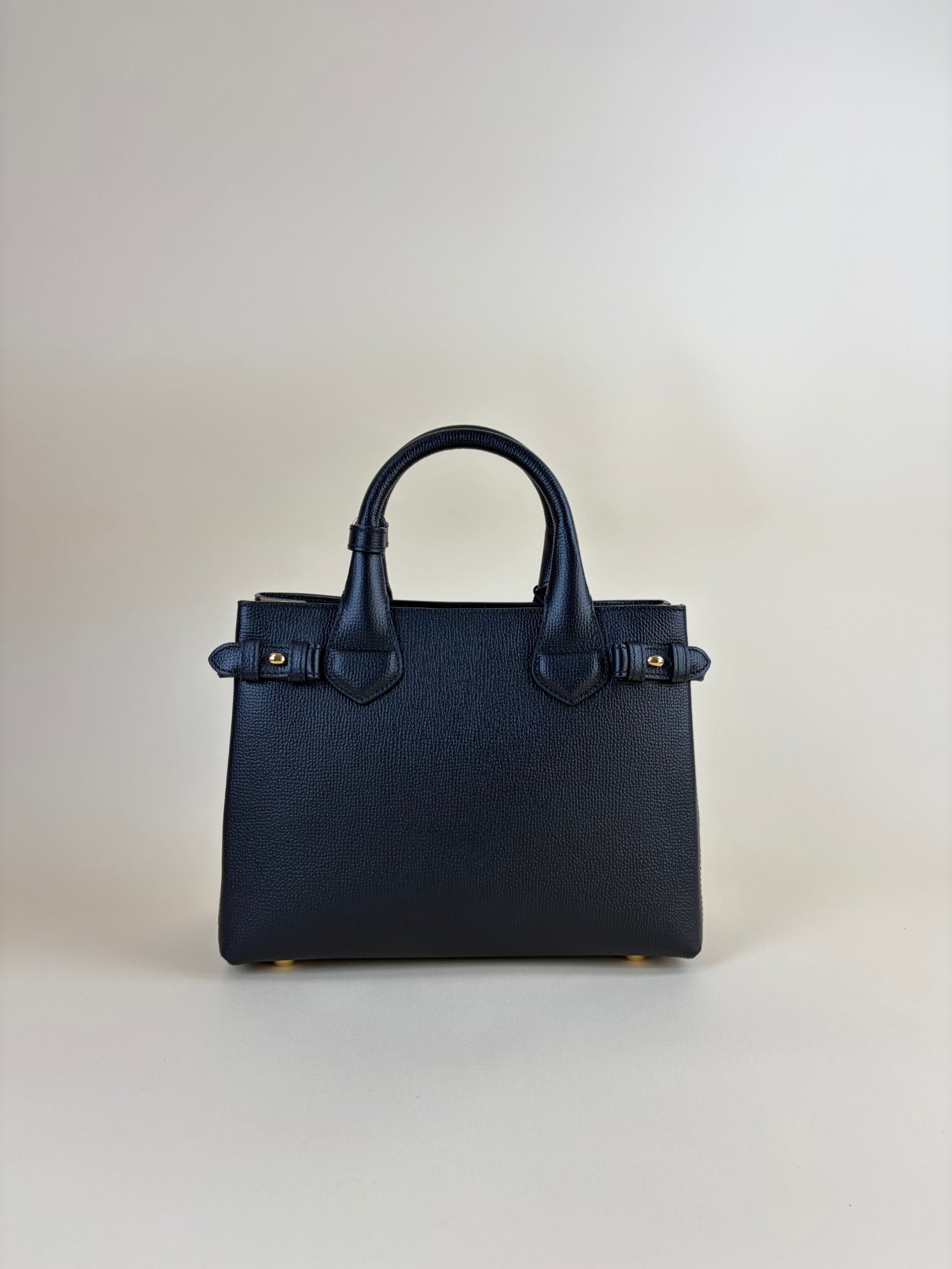 Burberry black leather house checks pebbled banner small